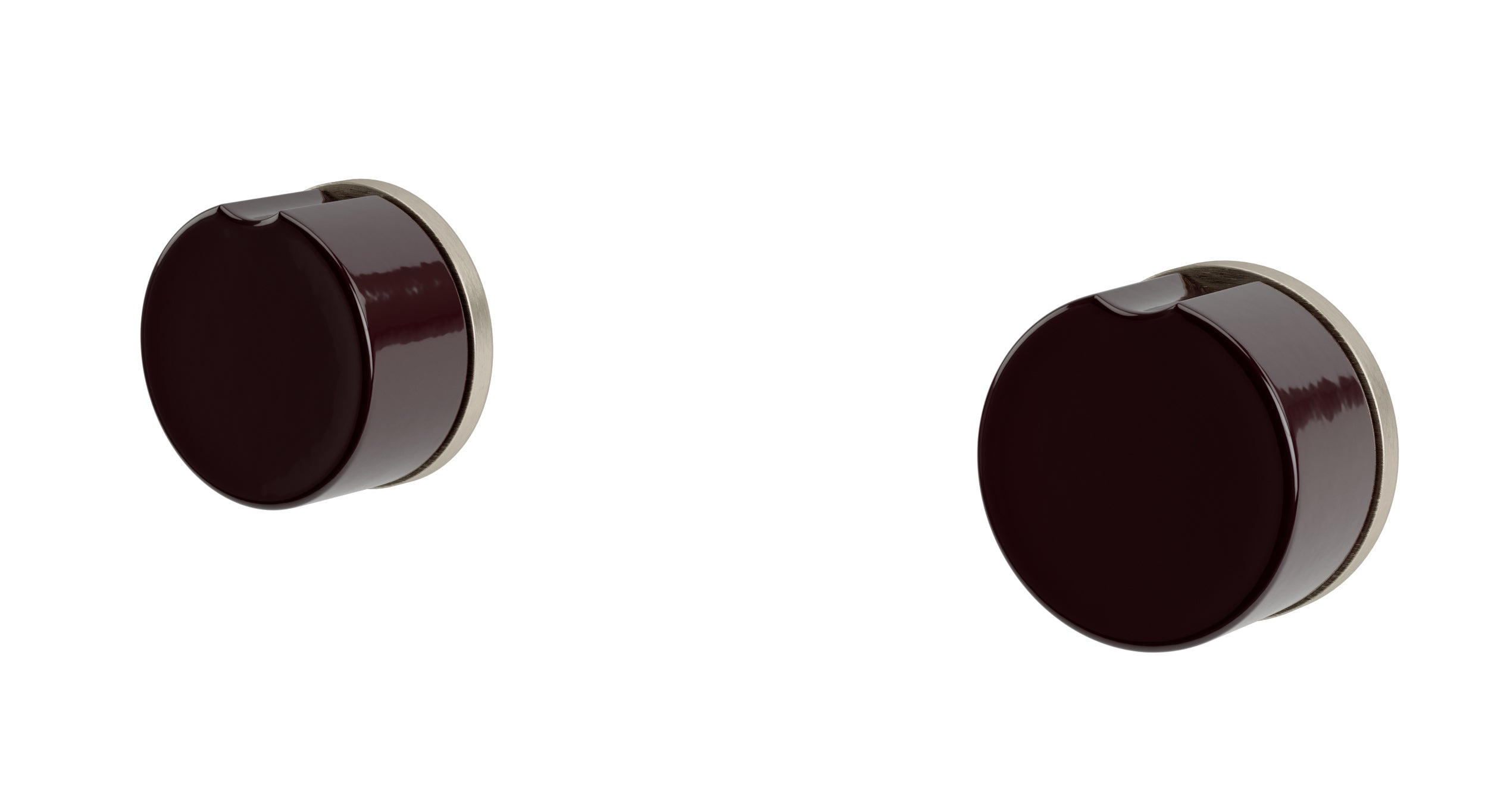 Foundry Two Handle Wall Mount Bath Trim with Groove Ceramic Knob Handles in Satin Nickel