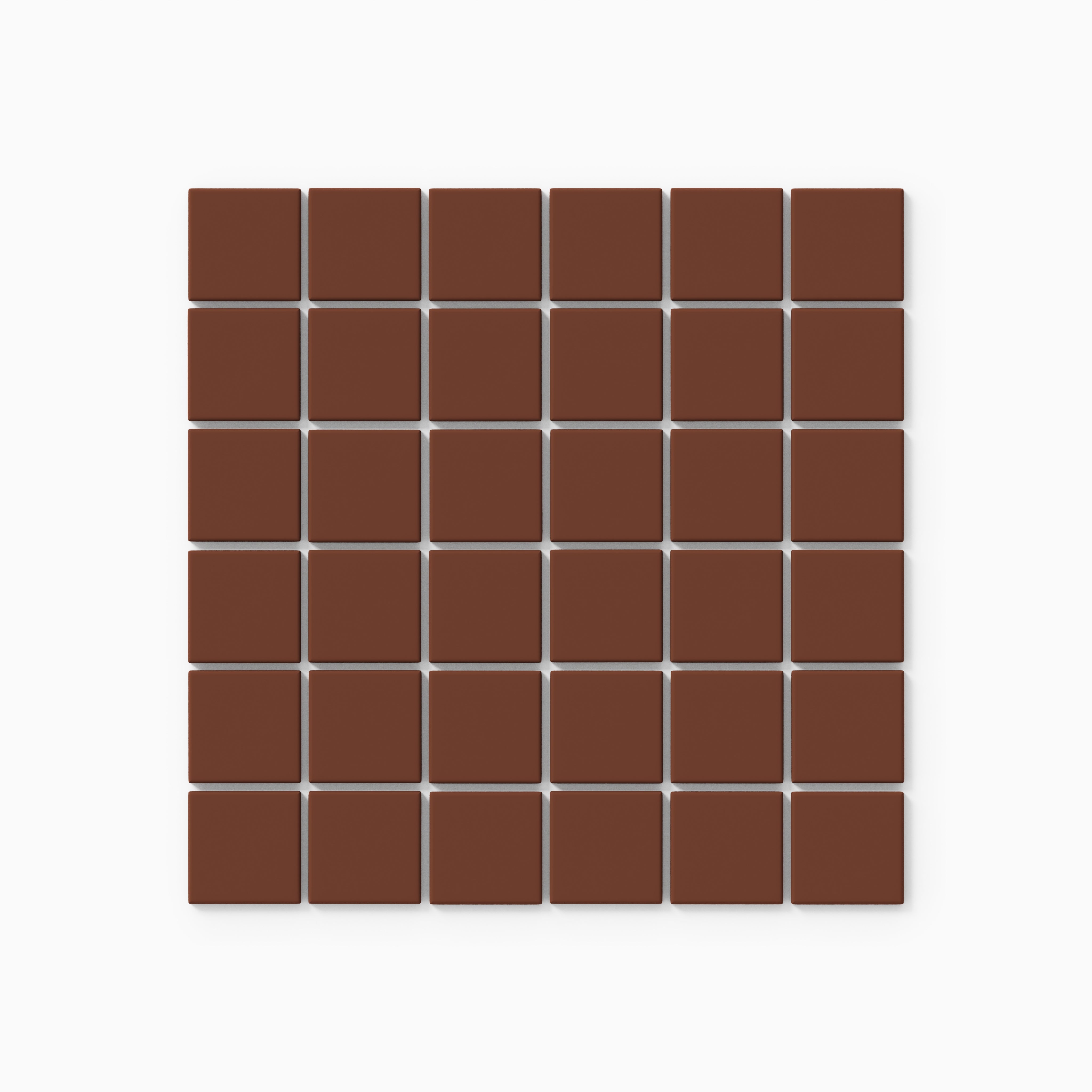 2x2 Straight Set Sheeted Natural Press Ceramic Mosaic Tile in Red Iron Oxide Matte