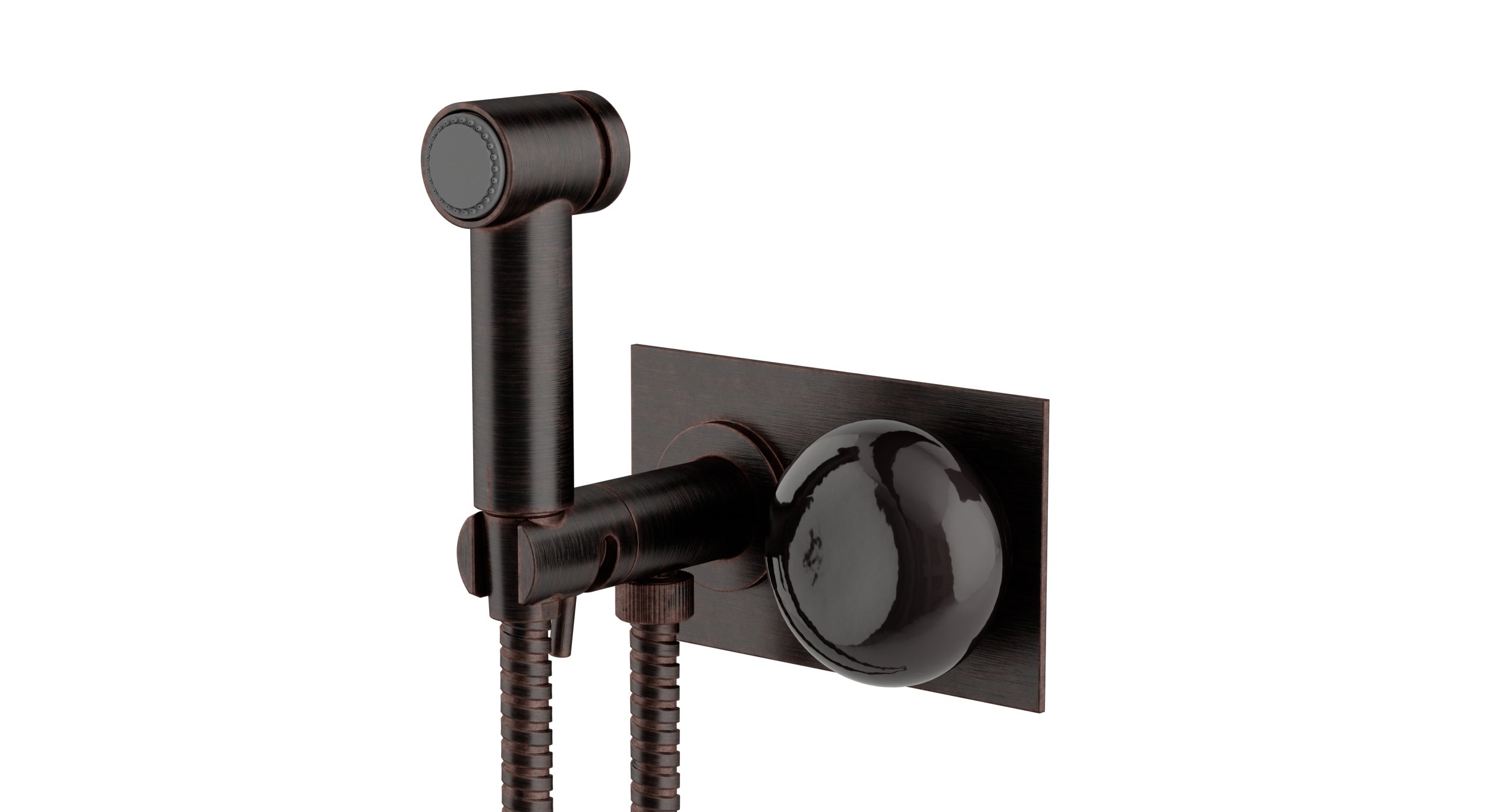 Foundry One Handle Wall Mount Bidet Trim with Pebble Ceramic Knob Handle in Antique Bronze