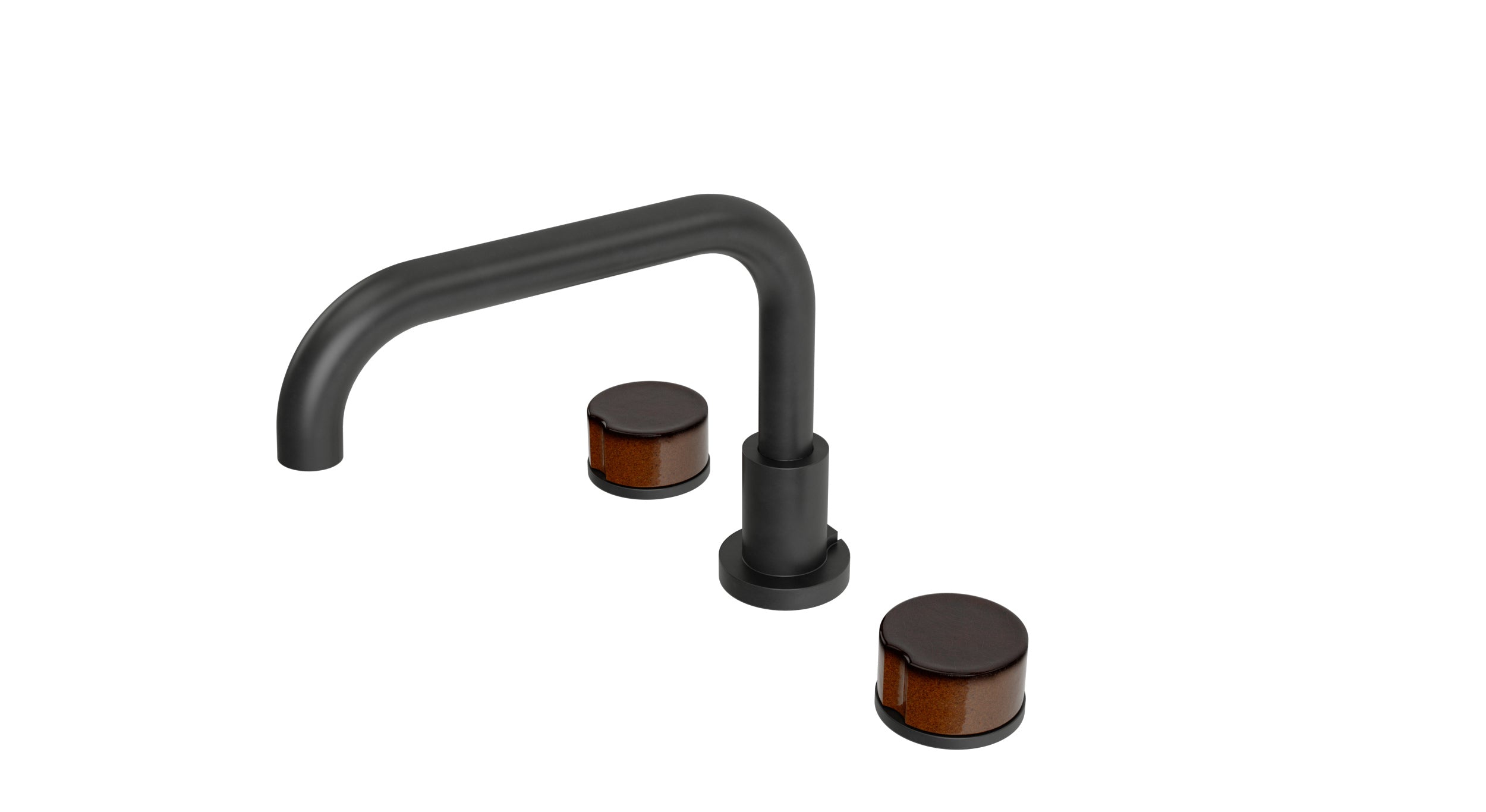 Foundry Two Handle Deck Mount Squaretop Bath Trim with Groove Ceramic Knob Handles in Oil Rubbed Bronze