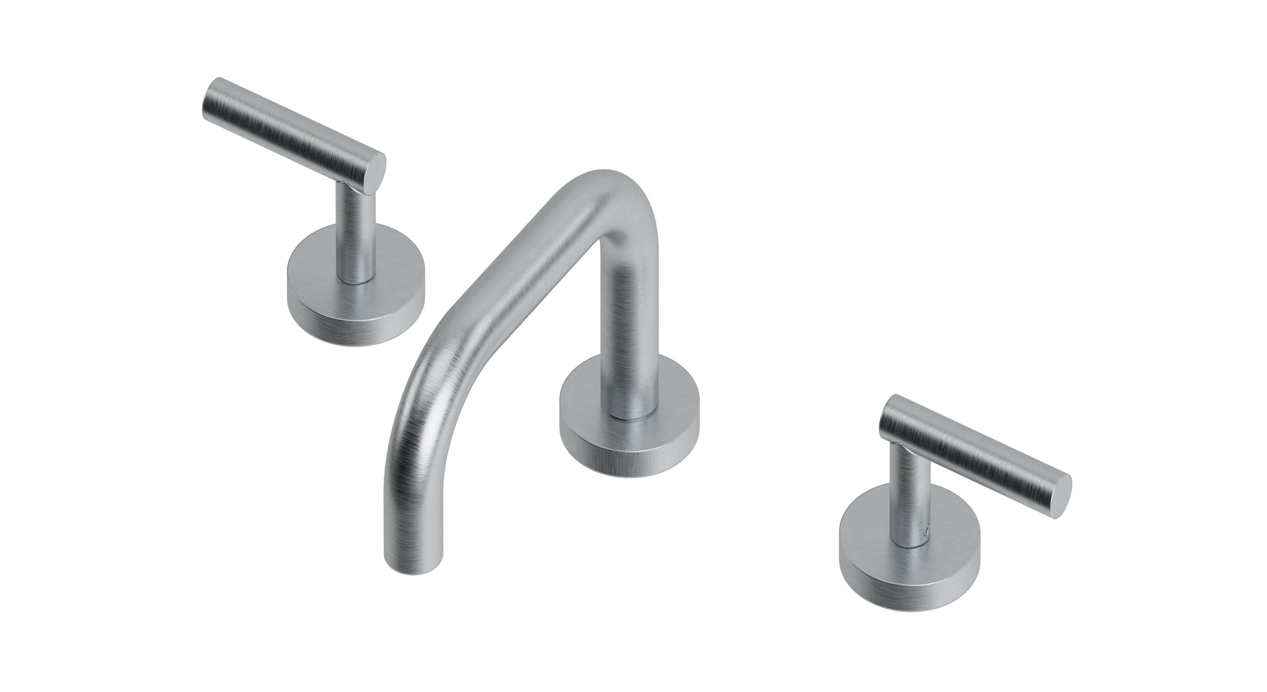 Contour Two Handle Deck Mount Squaretop Lavatory Faucet with Soft Lever Handles in Satin Chrome