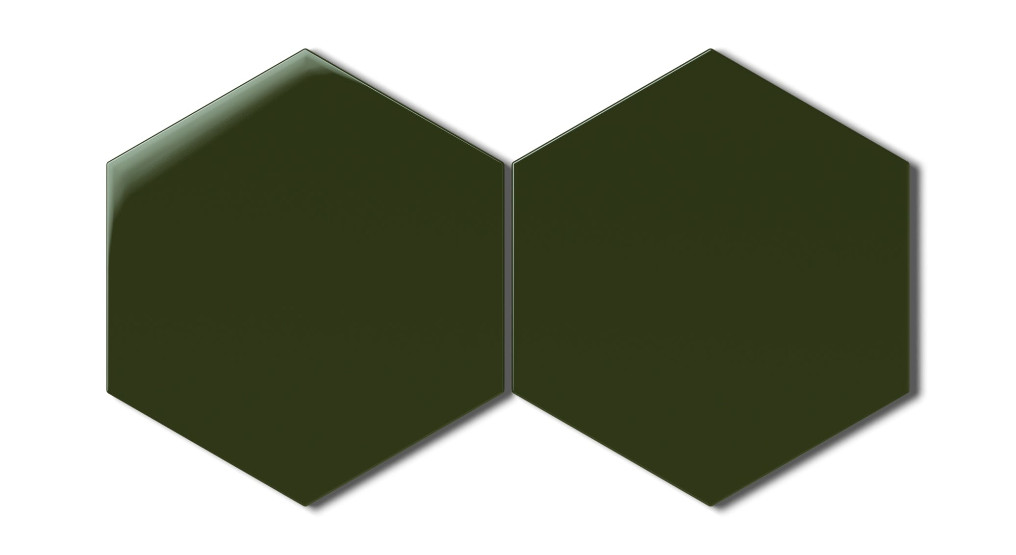 8" Hexagon Natural Press Ceramic Tile in Green Apatite Gloss