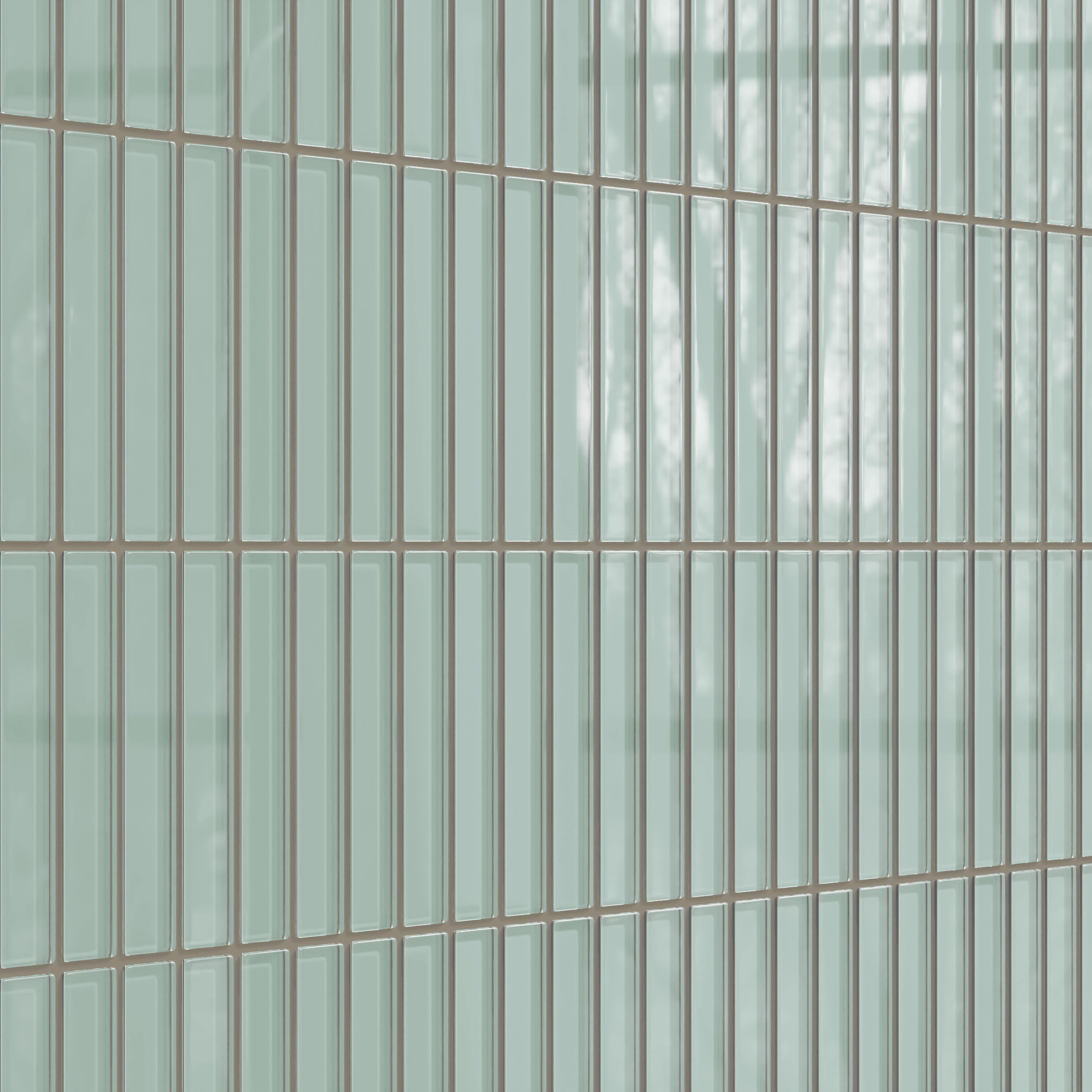 1x6 Straight Set Sheeted Glass Mosaic Tile in Kingfisher Gloss