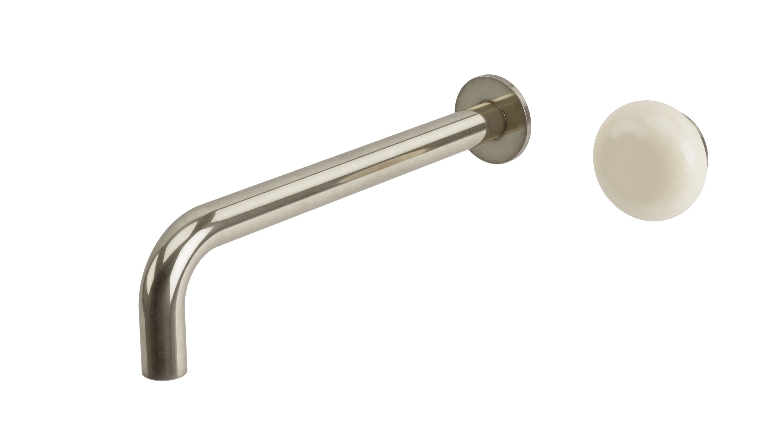 Foundry One Handle Wall Mount 10" Lavatory Faucet with Pebble Ceramic Knob Handle in French Nickel