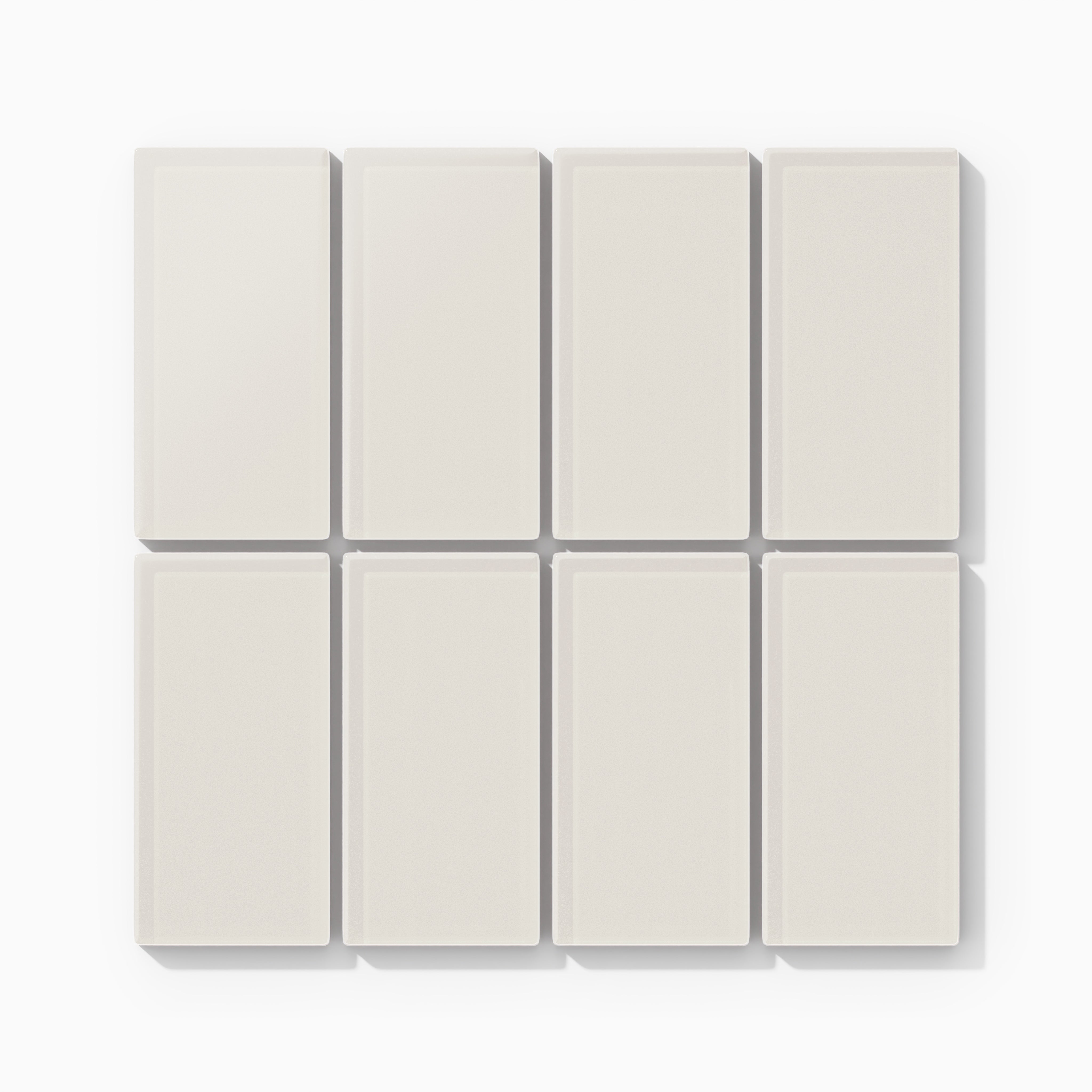 2x4 Straight Set Sheeted Glass Mosaic Tile in Dove Matte