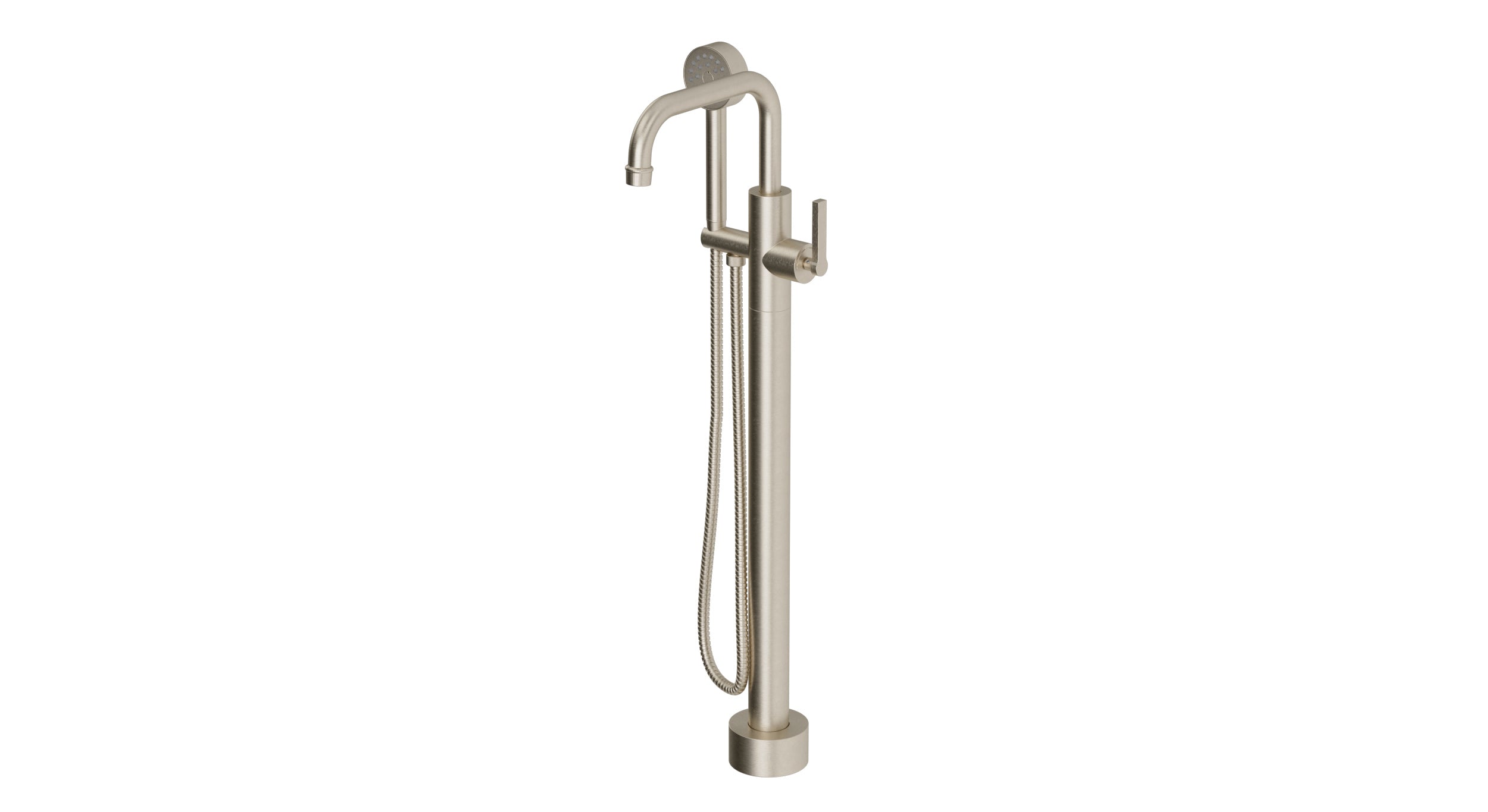 Emerson One Handle Floor Mount Squaretop Bath Trim with Hand Shower and Classic Lever Handle in Satin Nickel