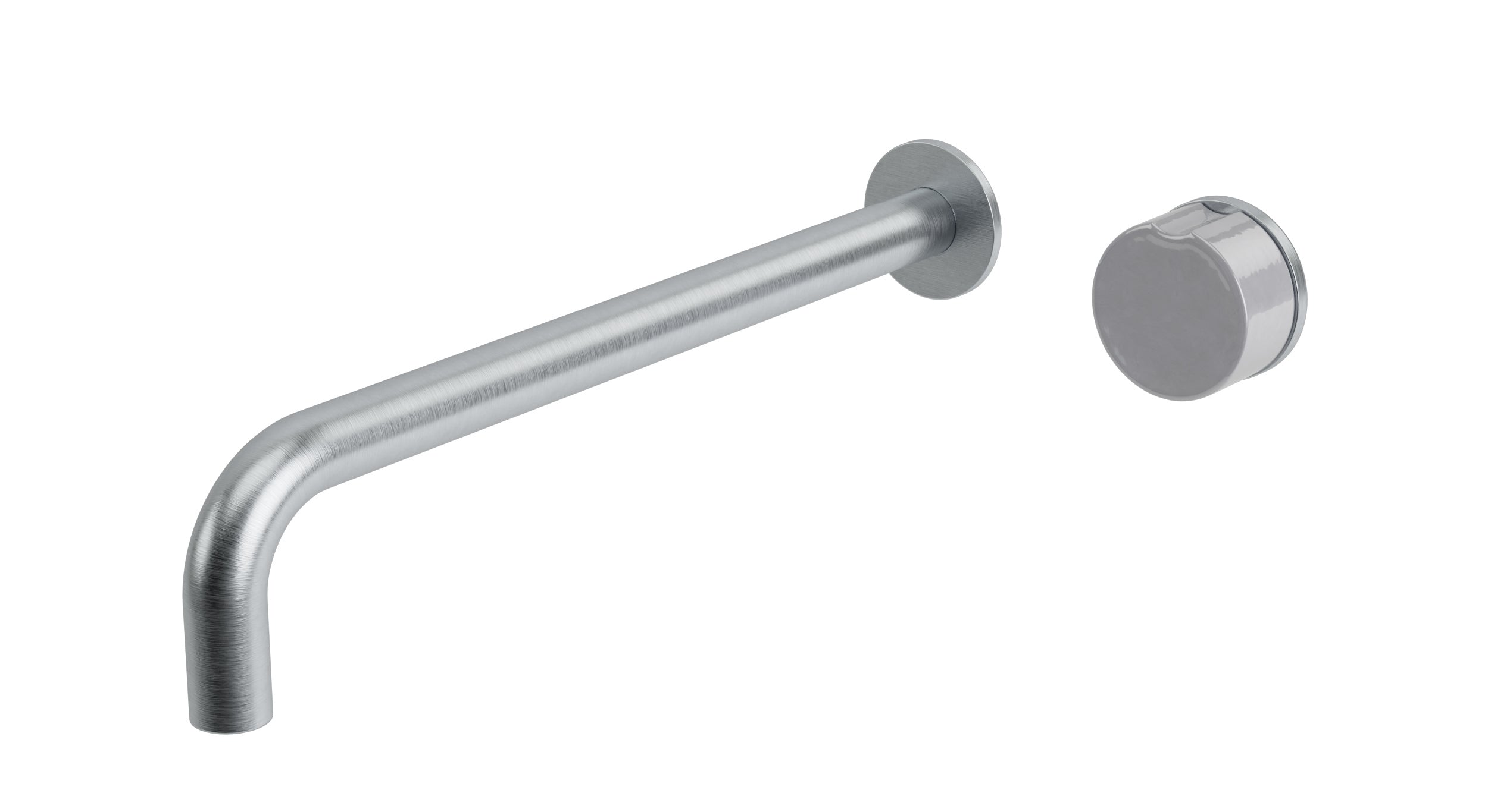 Foundry One Handle Wall Mount 12" Lavatory Faucet with Pebble Ceramic Knob Handle in Satin Chrome