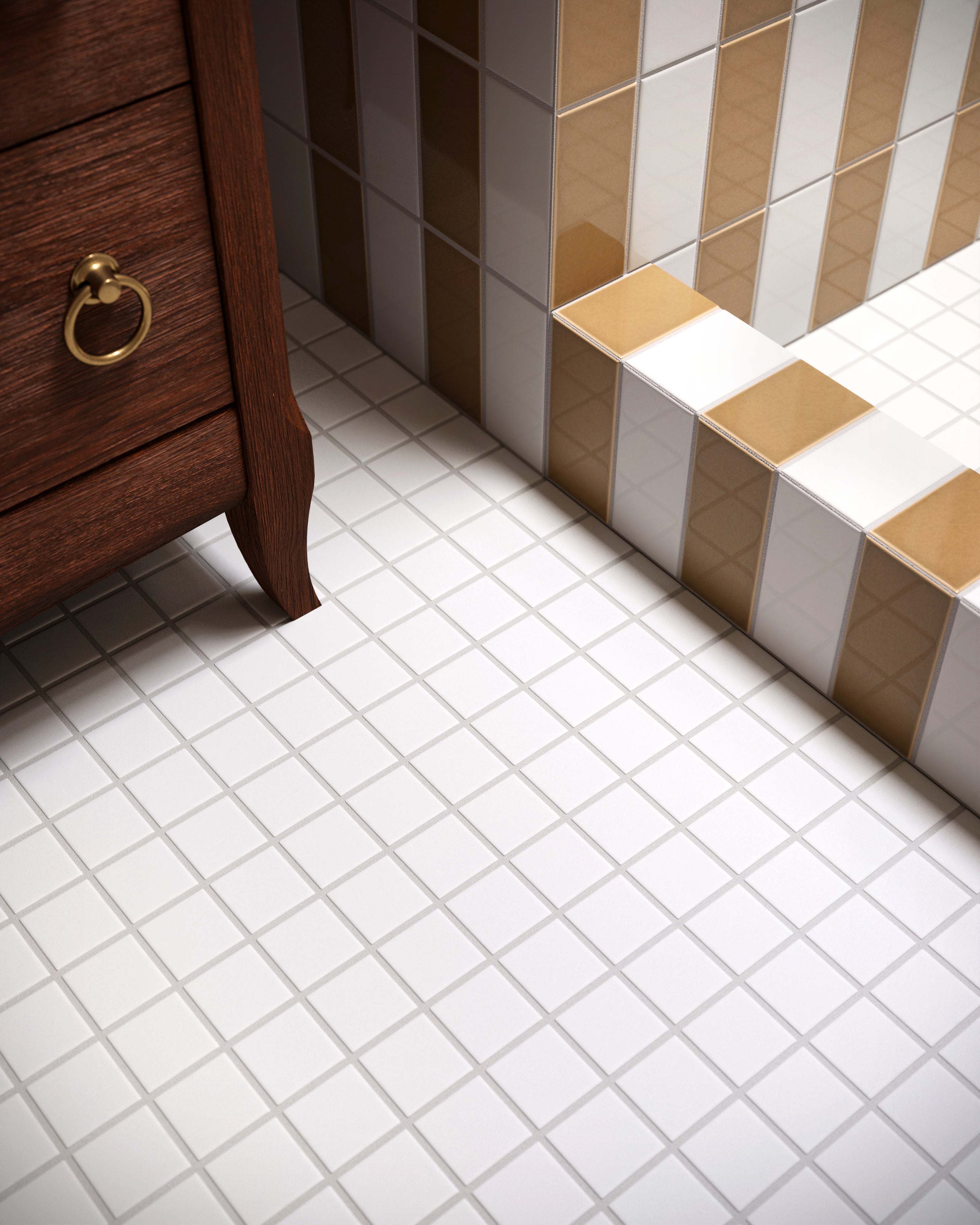 2x2 Straight Set Sheeted Original Ceramic Mosaic Tile in Calcite Matte
