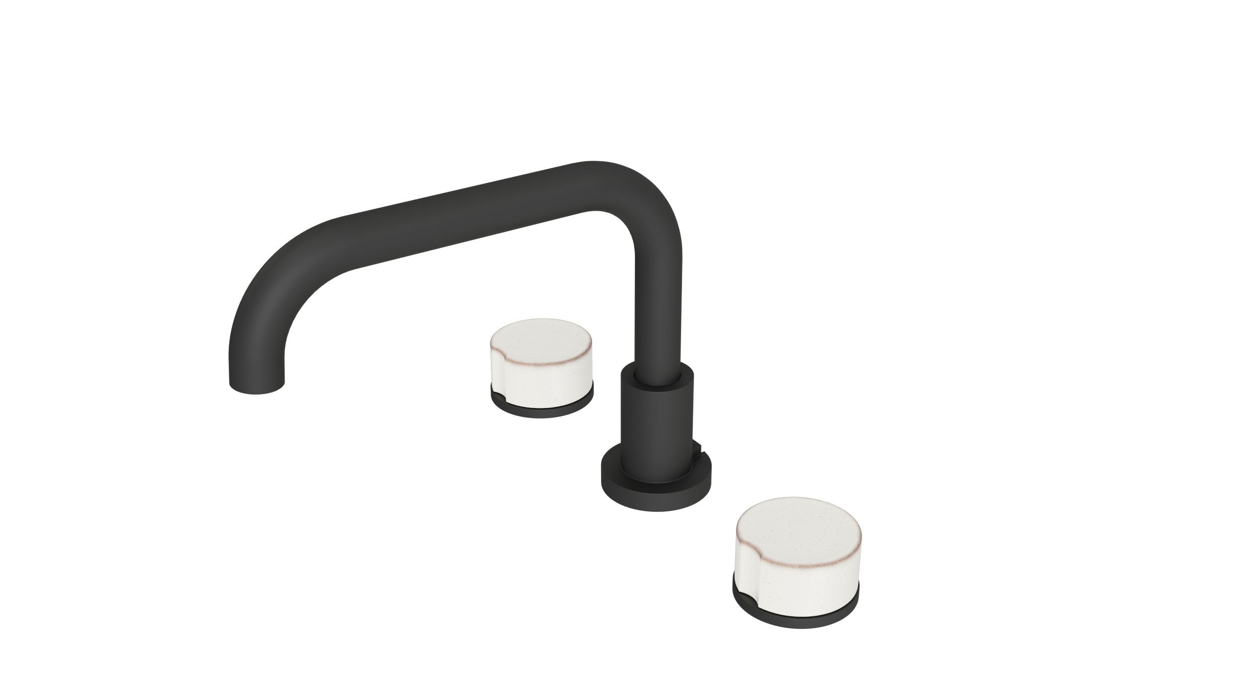 Foundry Two Handle Deck Mount Squaretop Bath Trim with Groove Ceramic Knob Handles in Matte Black