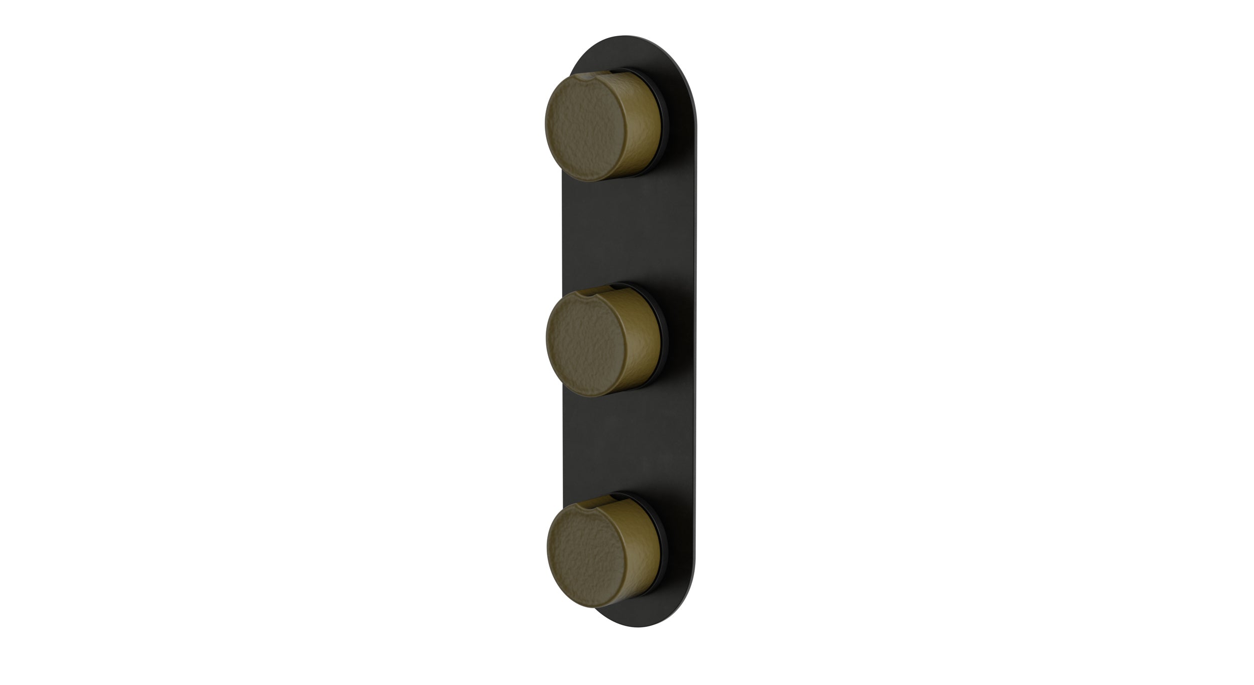 Foundry Three Handle Wall Mount Shower Trim with Groove Ceramic Knob Handles in Oil Rubbed Bronze