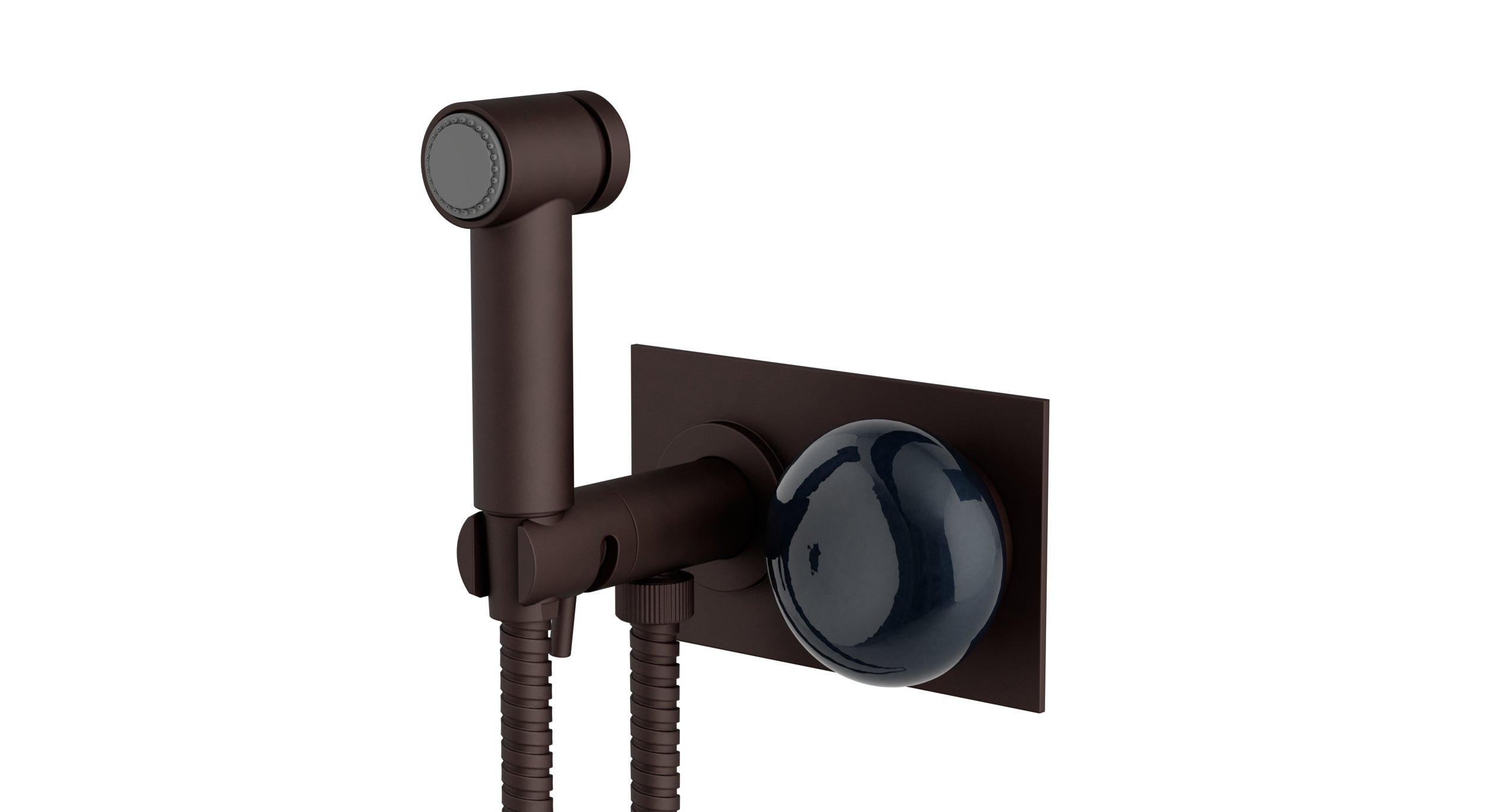 Foundry One Handle Wall Mount Bidet Trim with Pebble Ceramic Knob Handle in Architectural Copper