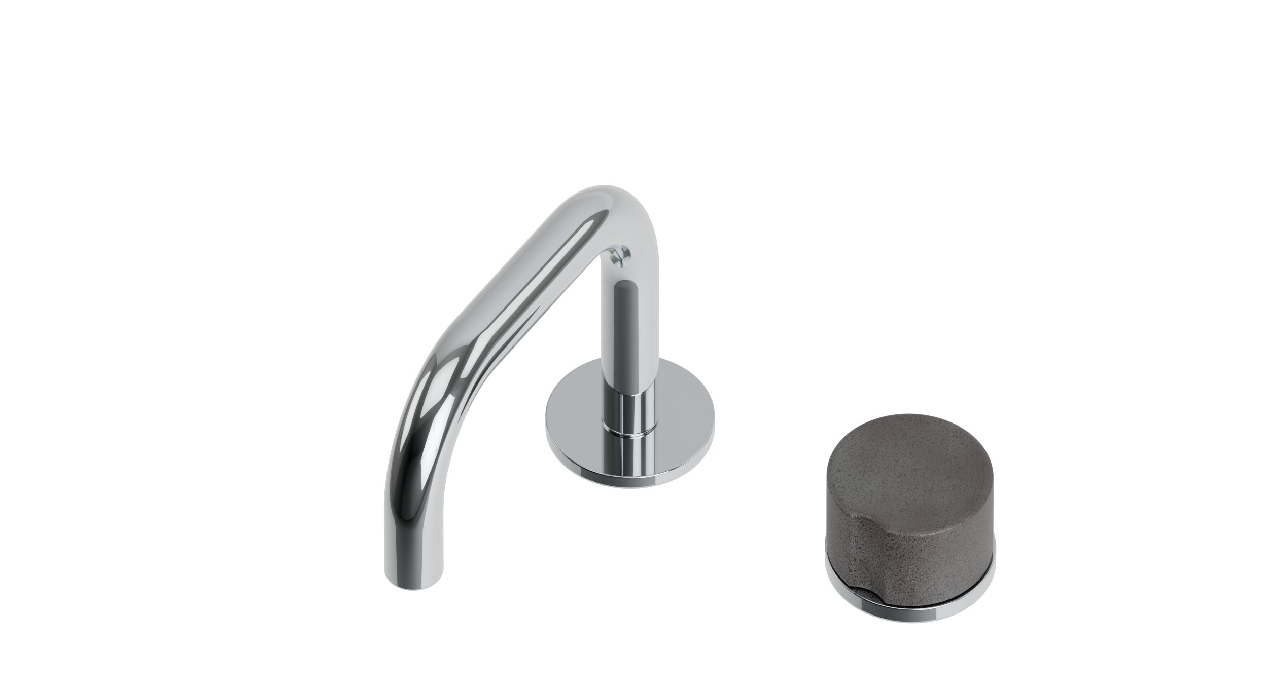 Foundry One Handle Deck Mount Squaretop Lavatory Faucet with Groove Ceramic Knob Handle in Polished Chrome