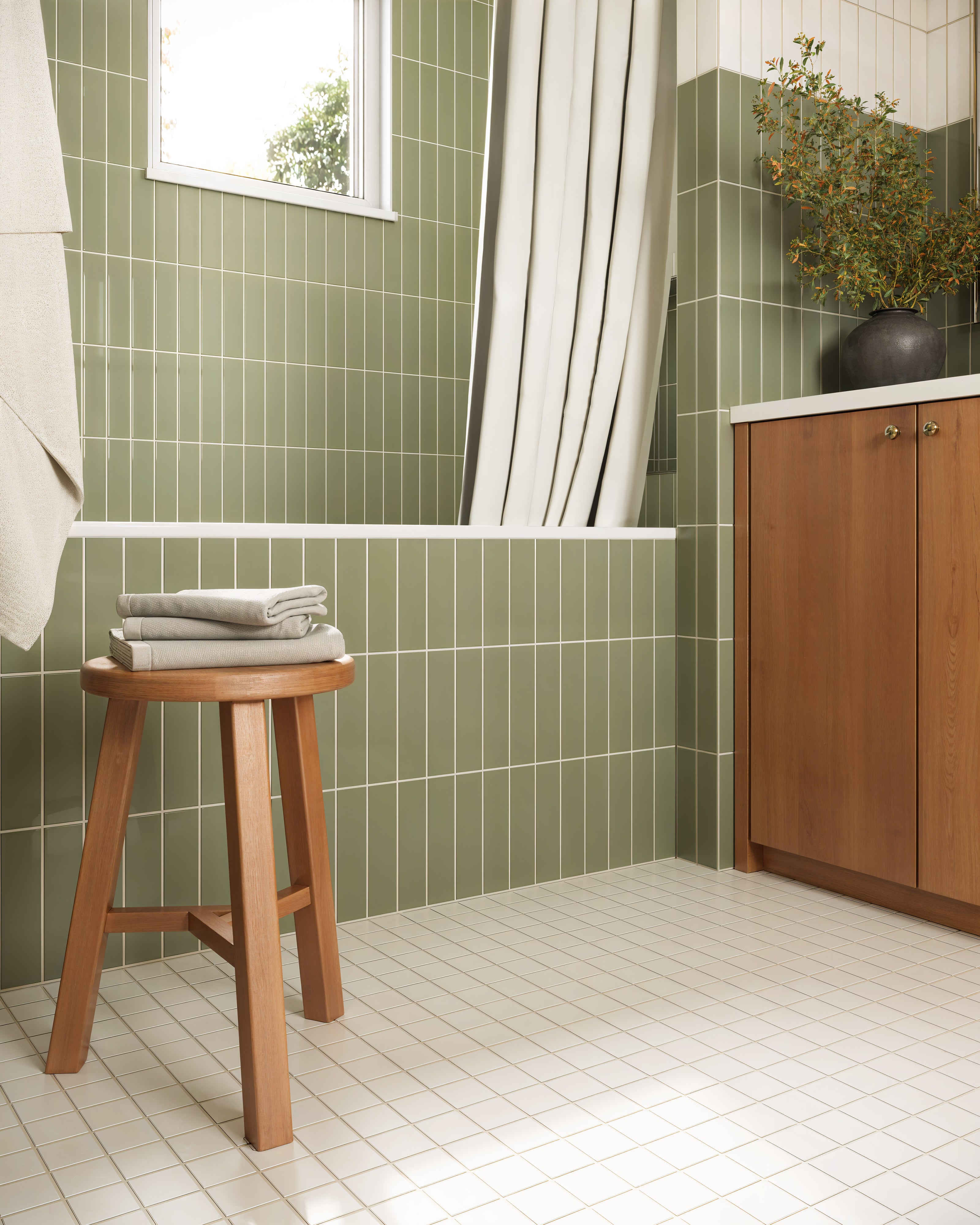 2x2 Straight Set Sheeted Original Ceramic Mosaic Tile in Frost Matte