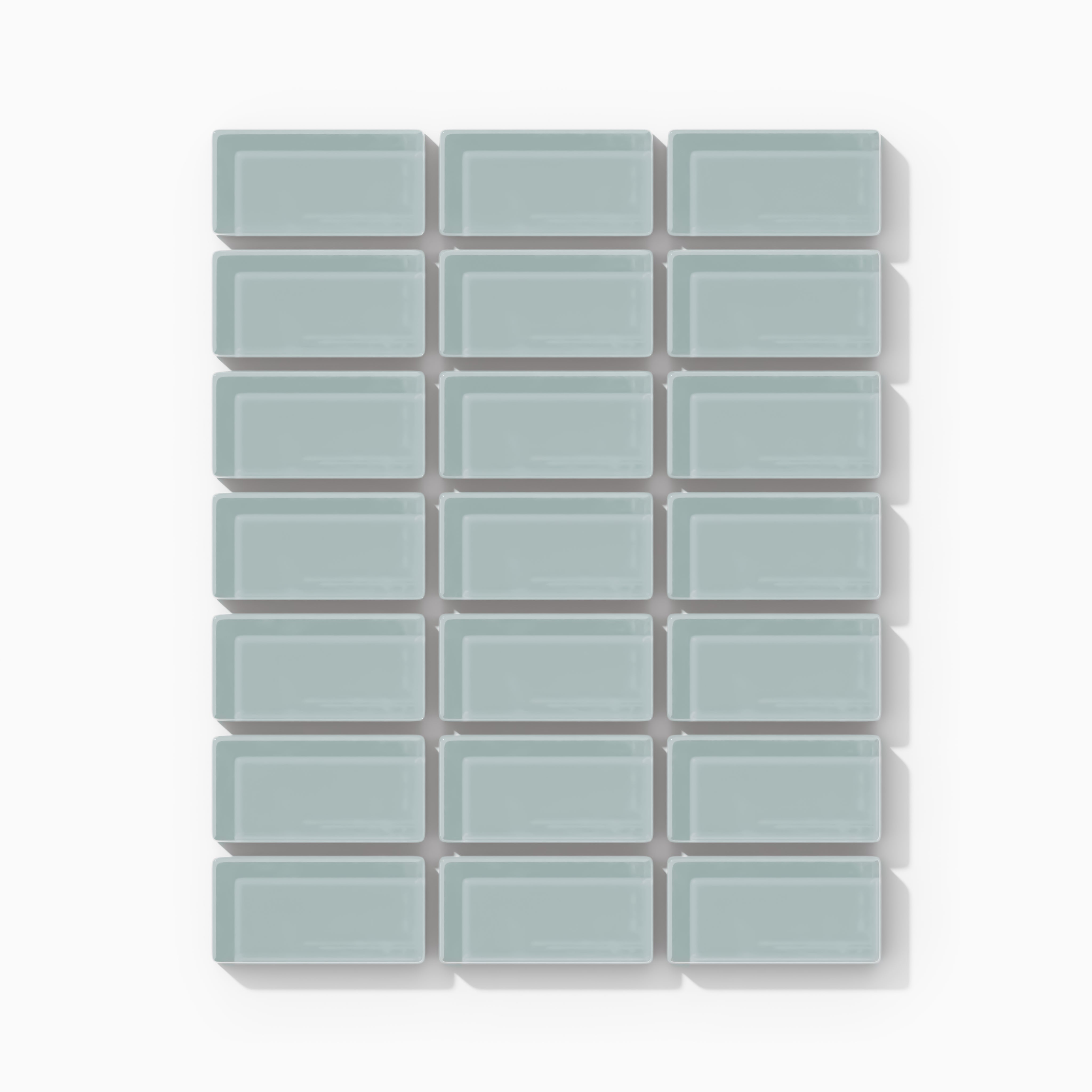 1x2 Straight Set Sheeted Glass Mosaic Tile in Great Blue Heron Gloss
