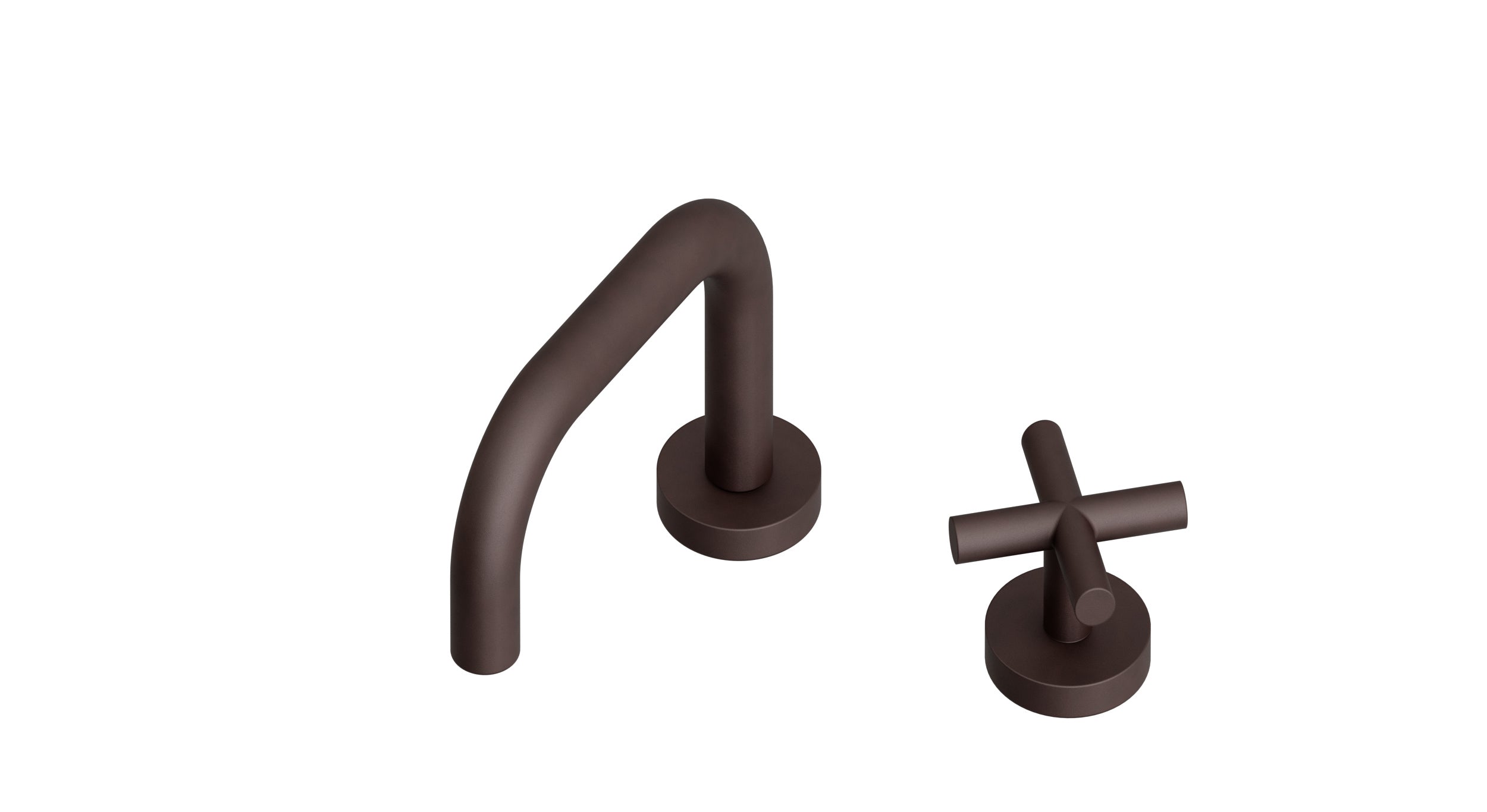 Contour One Handle Deck Mount Squaretop Lavatory Faucet with Soft Cross Handle in Architectural Copper