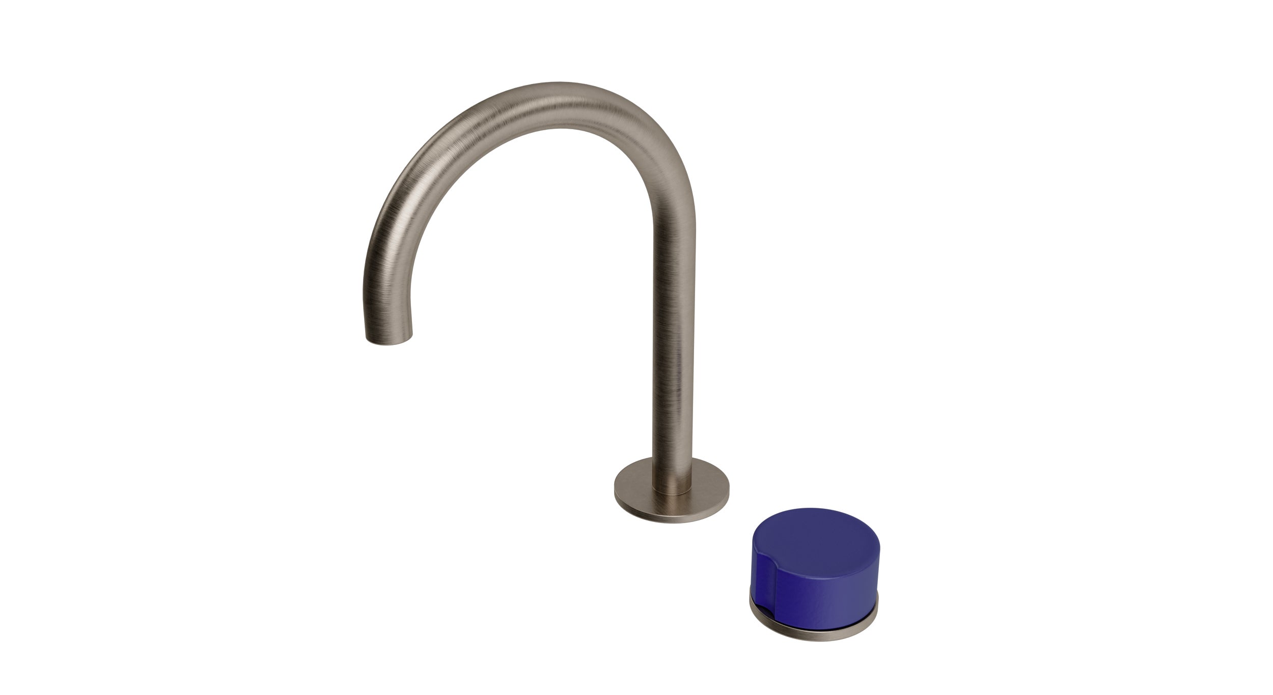 Foundry One Handle Deck Mount Gooseneck Lavatory Faucet with Groove Ceramic Knob Handle in Antique Nickel