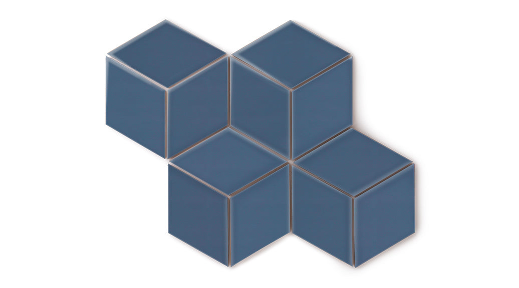 Large Diamond Original Ceramic Tile in Slate Blue Gloss