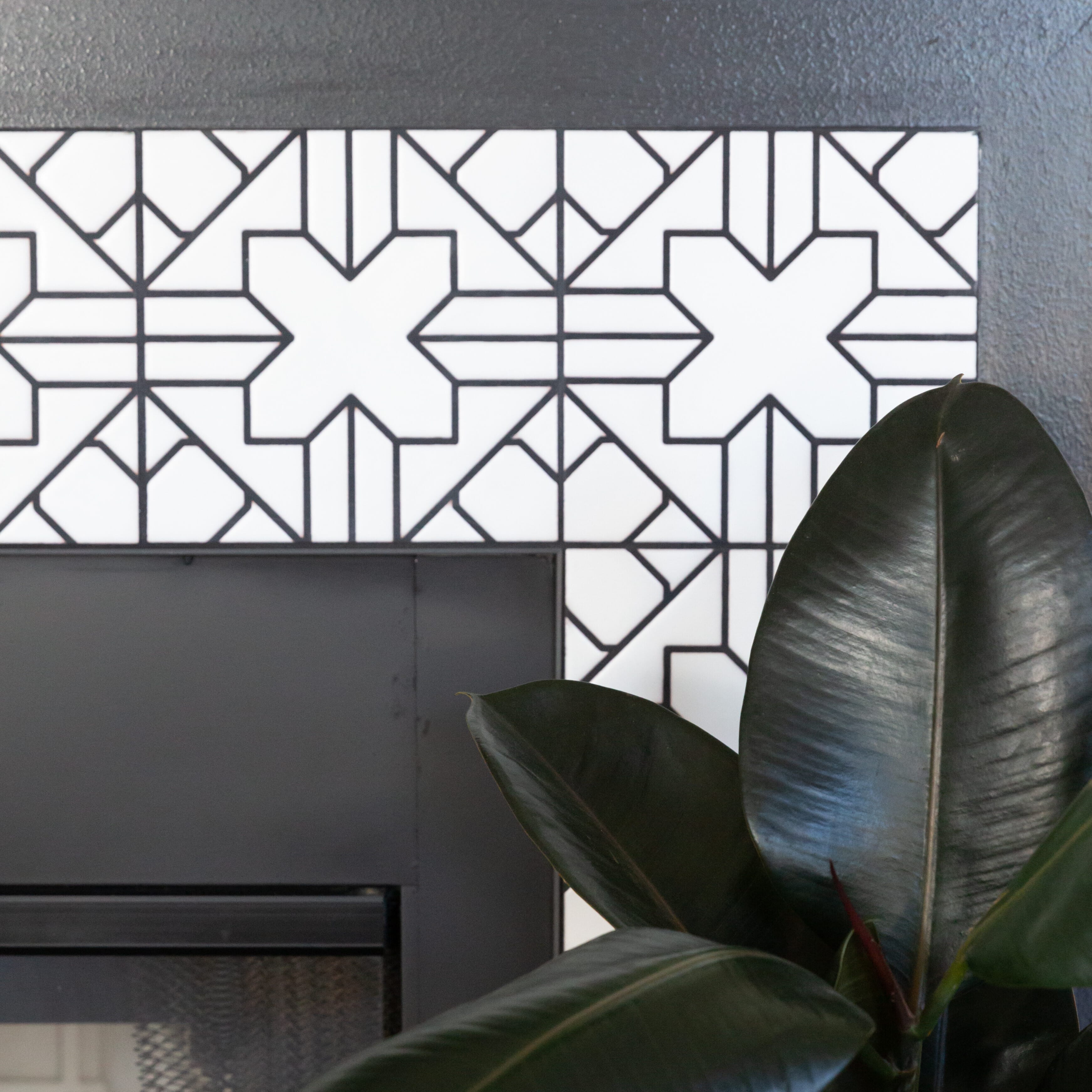 Quick Ship 8x8 Handpainted Tile Kasbah Trellis in Neutral Motif