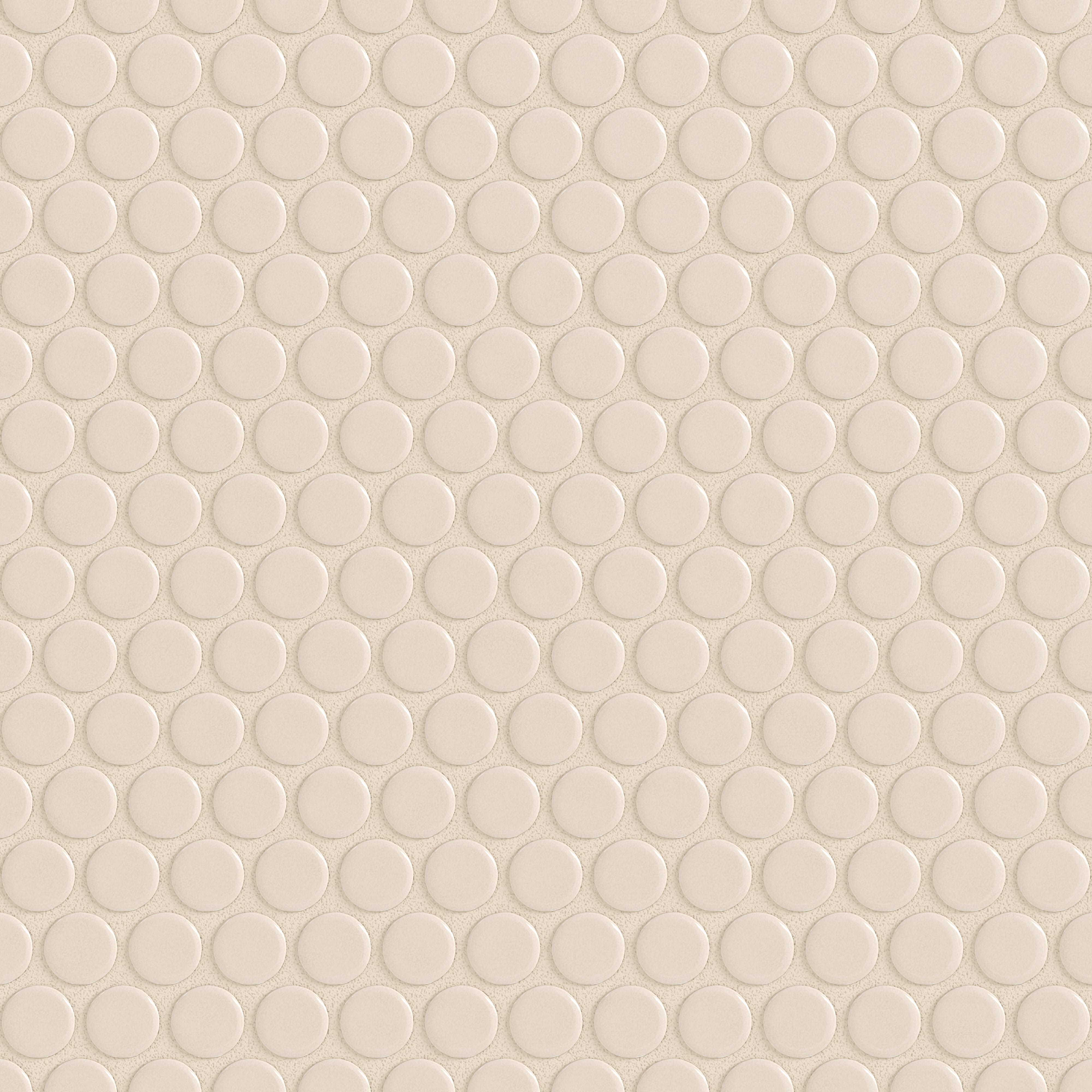Penny Round Sheeted Original Ceramic Mosaic Tile in Ivory Gloss