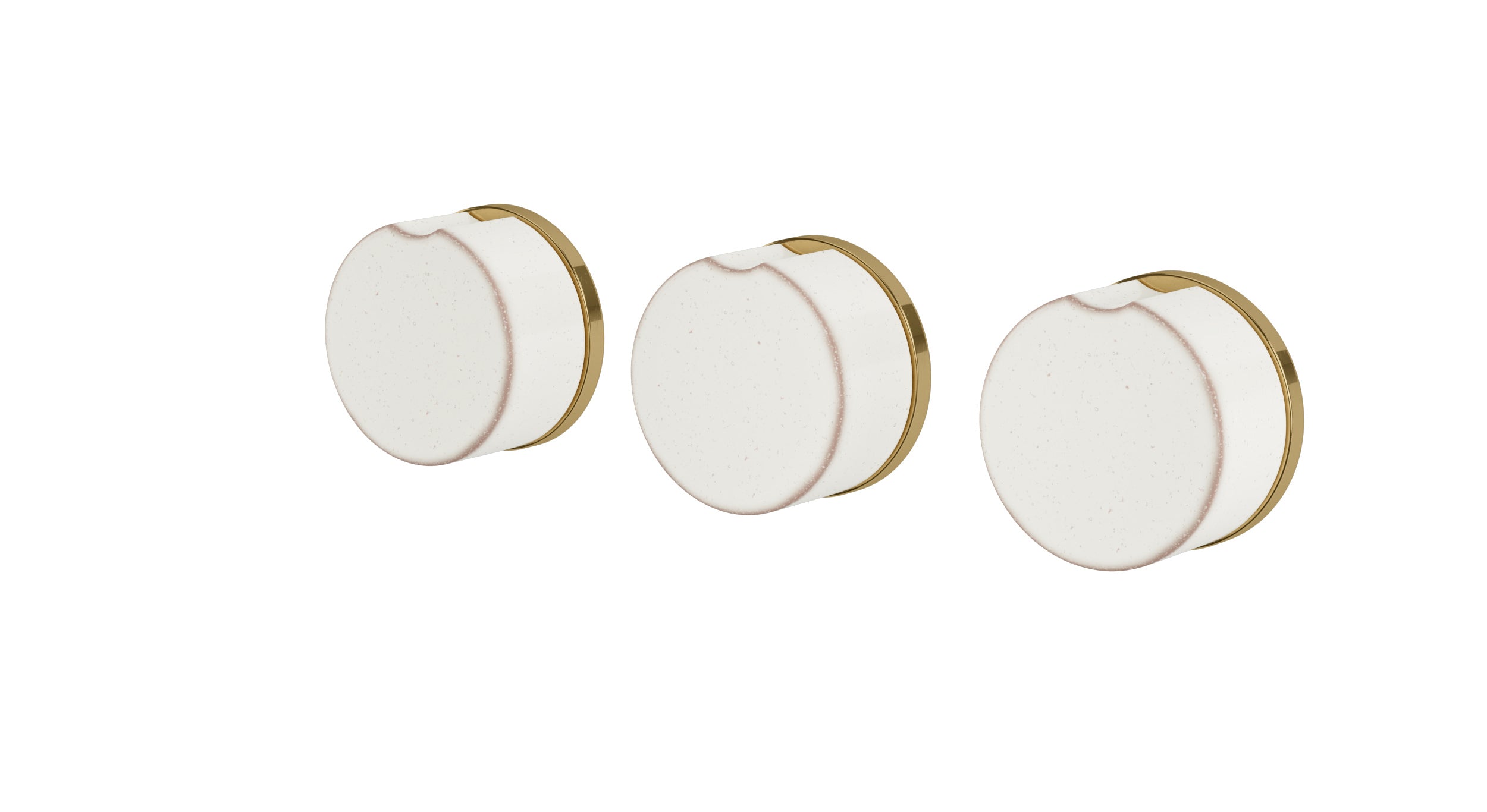 Foundry Three Handle Wall Mount Bath Trim with Diverter/Volume Control and Groove Ceramic Knob Handles in Uncoated Polished Brass
