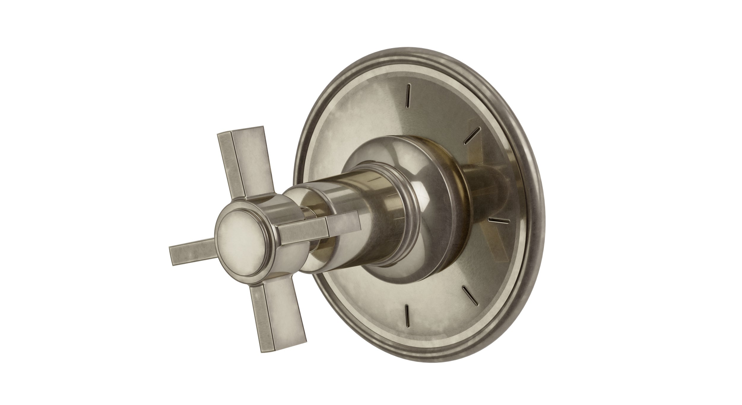 Emerson One Handle Wall Mount Shower Trim with Defined Cross Handle in French Nickel