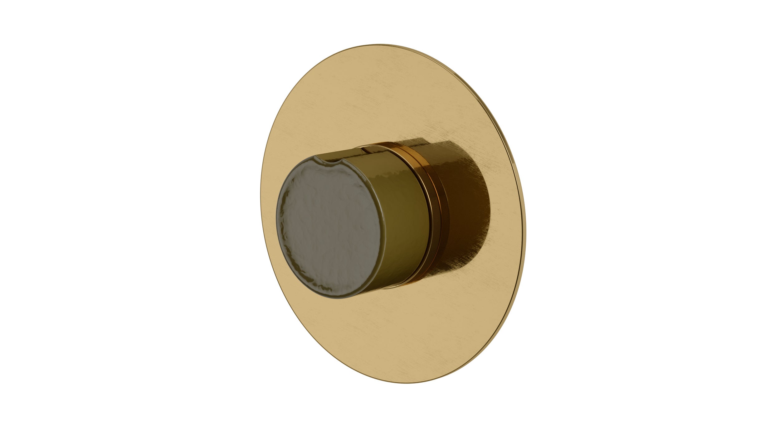 Foundry One Handle Wall Mount Shower Trim with Groove Ceramic Knob Handle in Uncoated Polished Brass