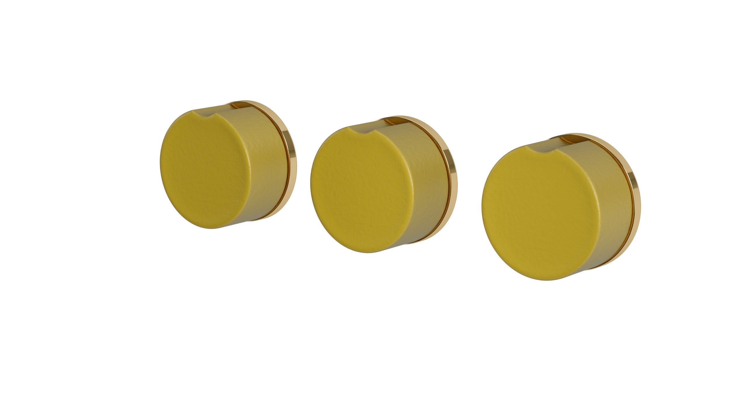 Foundry Three Handle Wall Mount Bath Trim with Diverter/Volume Control and Groove Ceramic Knob Handles in Polished Brass