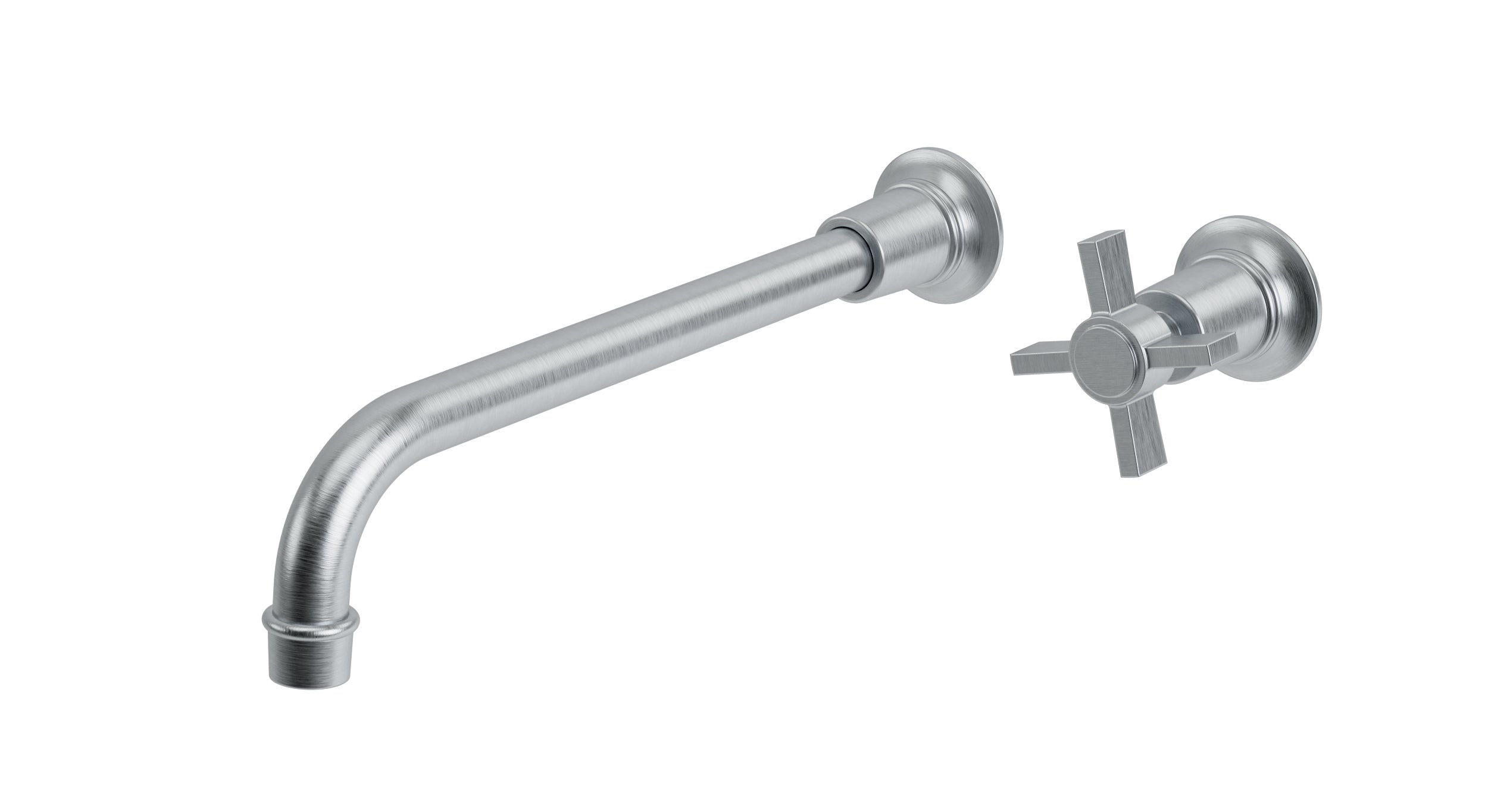 Emerson One Handle Wall Mount 12" Lavatory Faucet with Defined Cross Handle in Satin Chrome