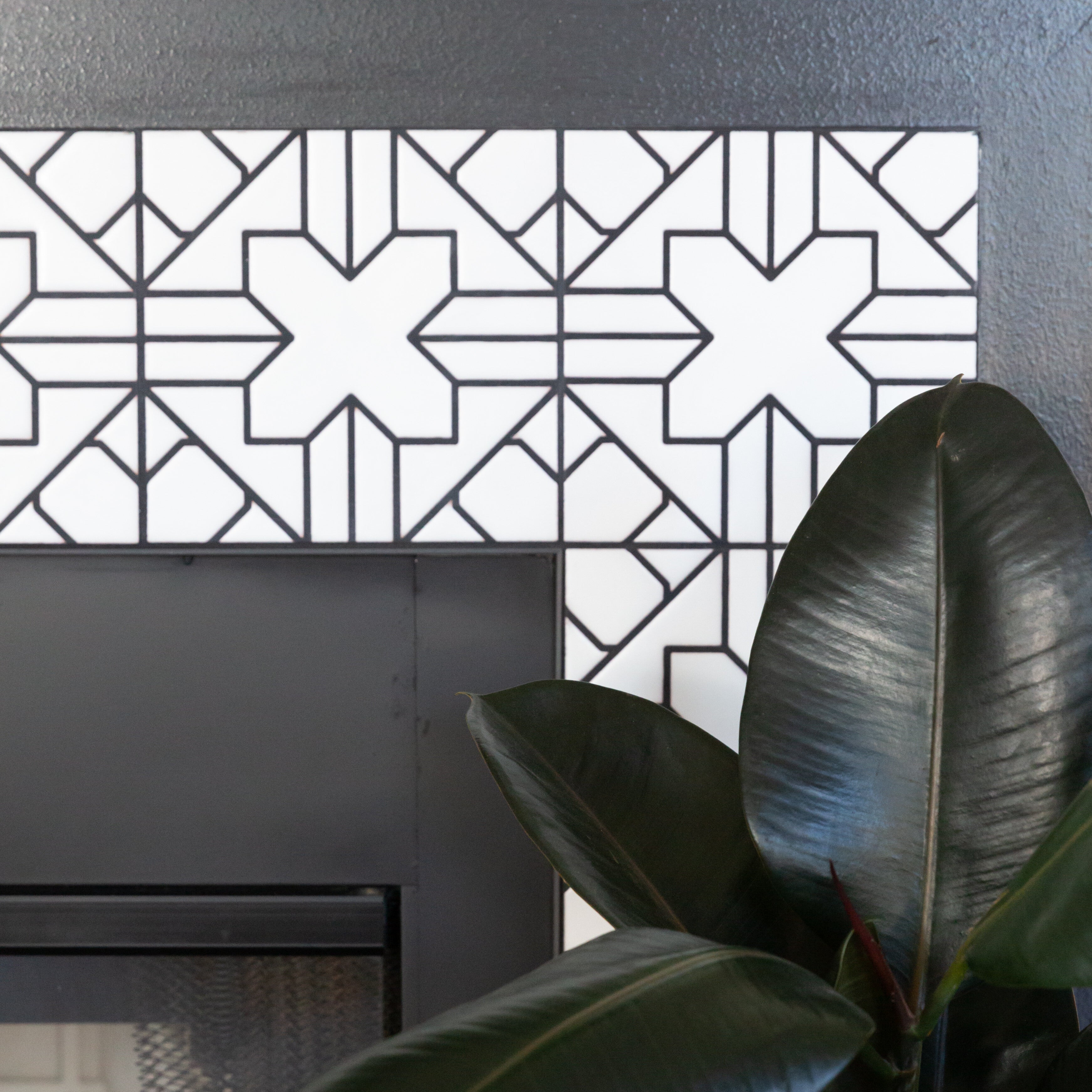 8x8 Handpainted Tile Kasbah Trellis in Neutral Motif