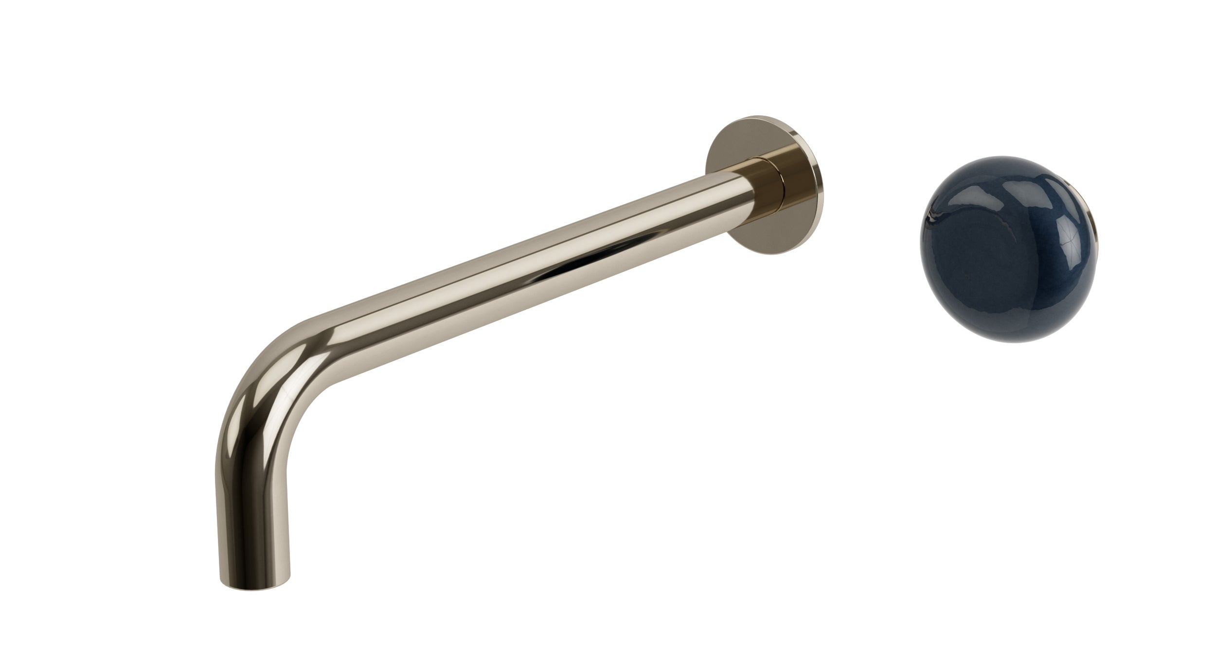 Foundry One Handle Wall Mount 10" Lavatory Faucet with Pebble Ceramic Knob Handle in Polished Nickel