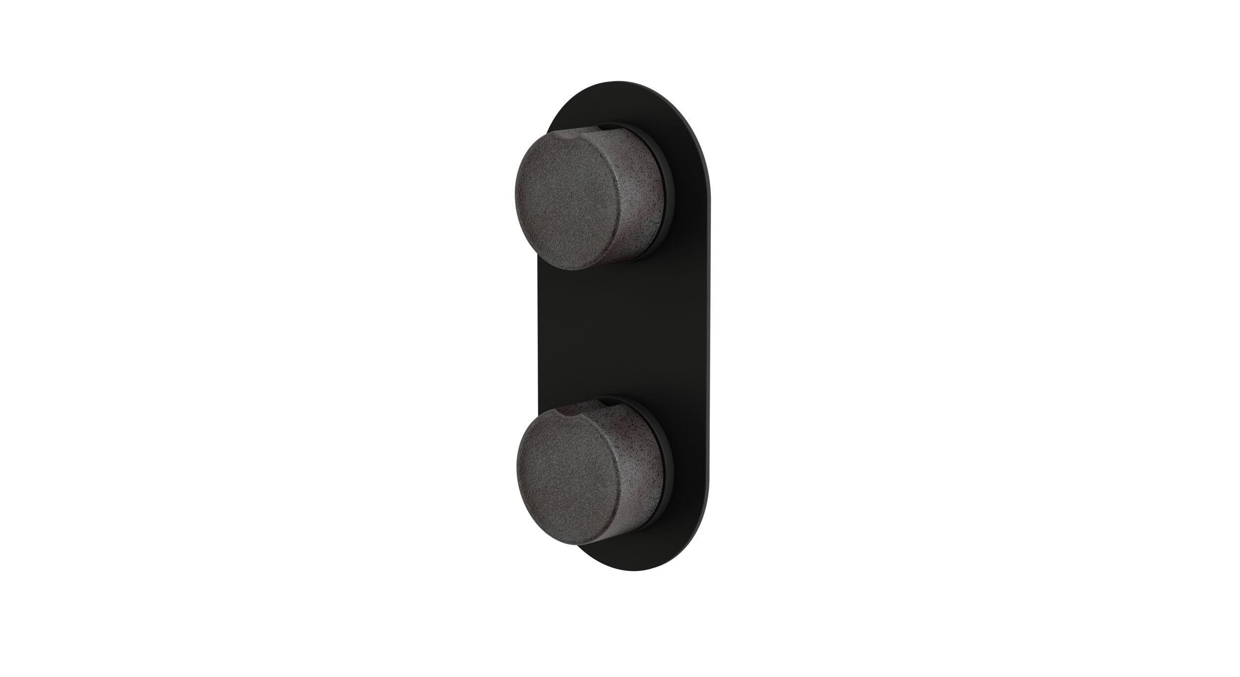 Foundry Two Handle Wall Mount Shower Trim with Groove Ceramic Knob Handles in Matte Black