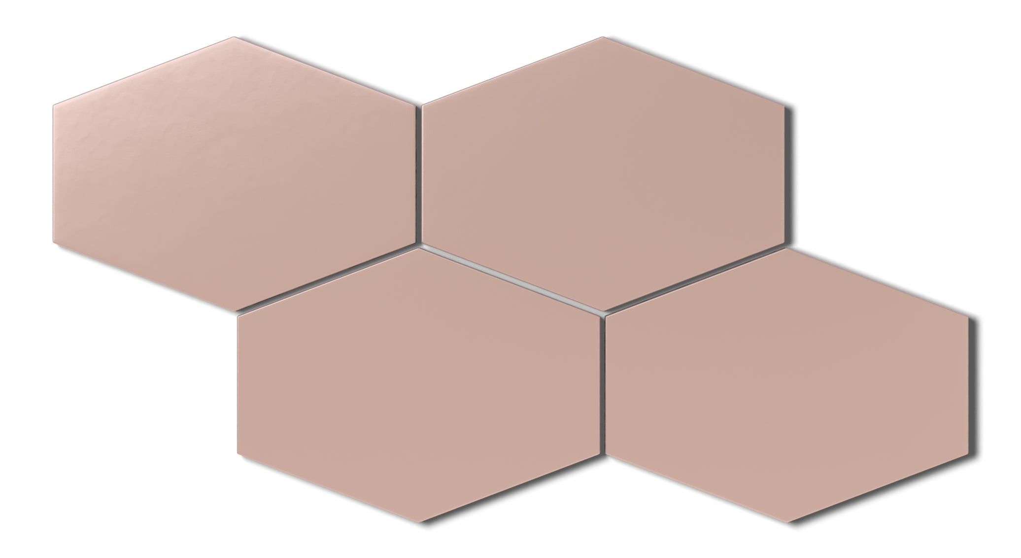 Elongated Hexagon Natural Press Ceramic Tile in Red Jasper Matte