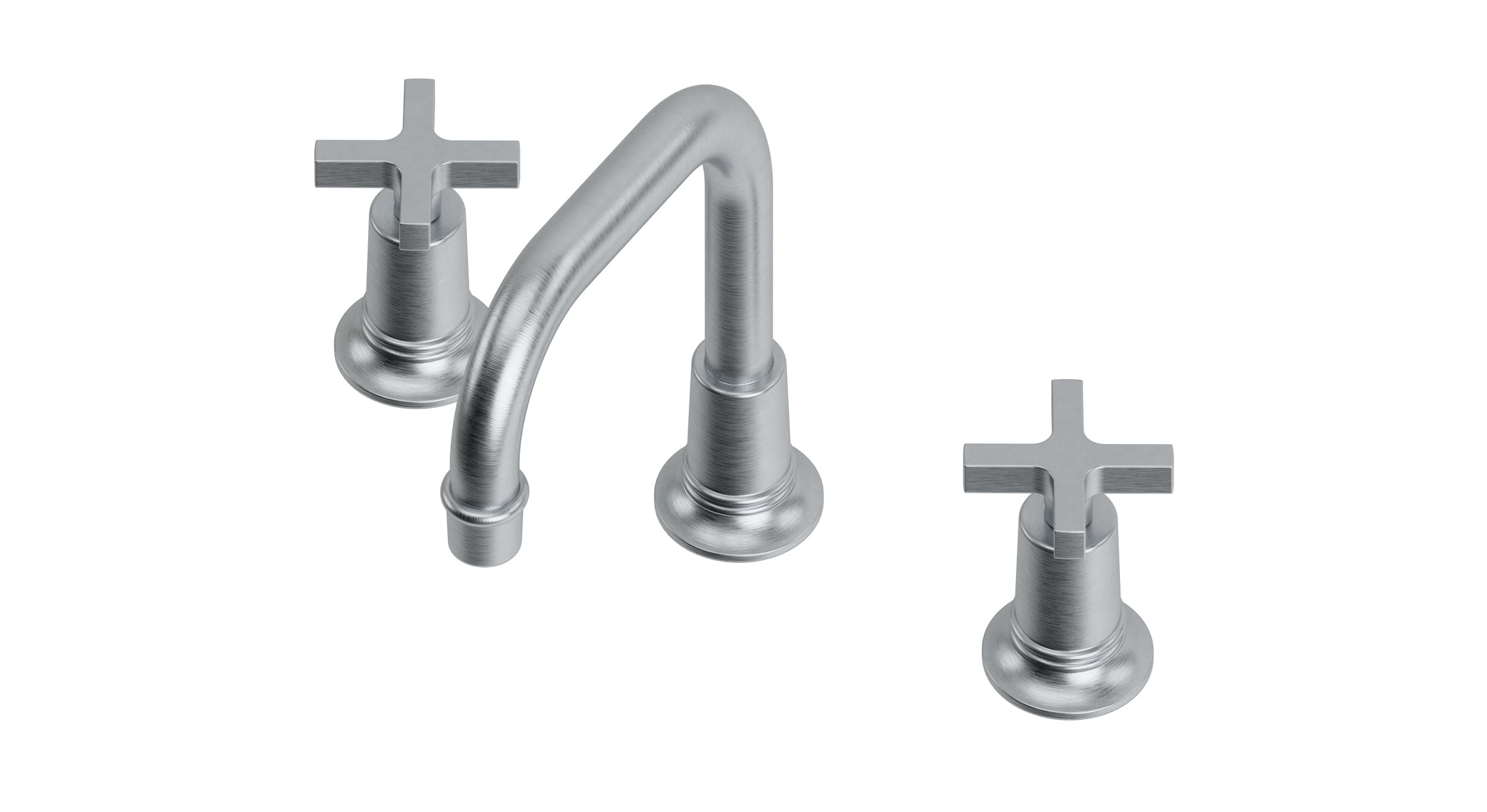Emerson Two Handle Deck Mount Squaretop Lavatory Faucet with Classic Cross Handles in Satin Chrome