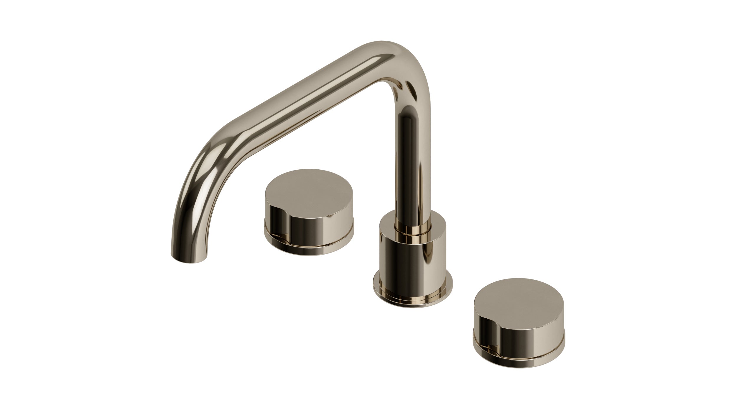 Foundry Two Handle Deck Mount Squaretop Bath Trim with Barrel Knob Handles in Polished Nickel