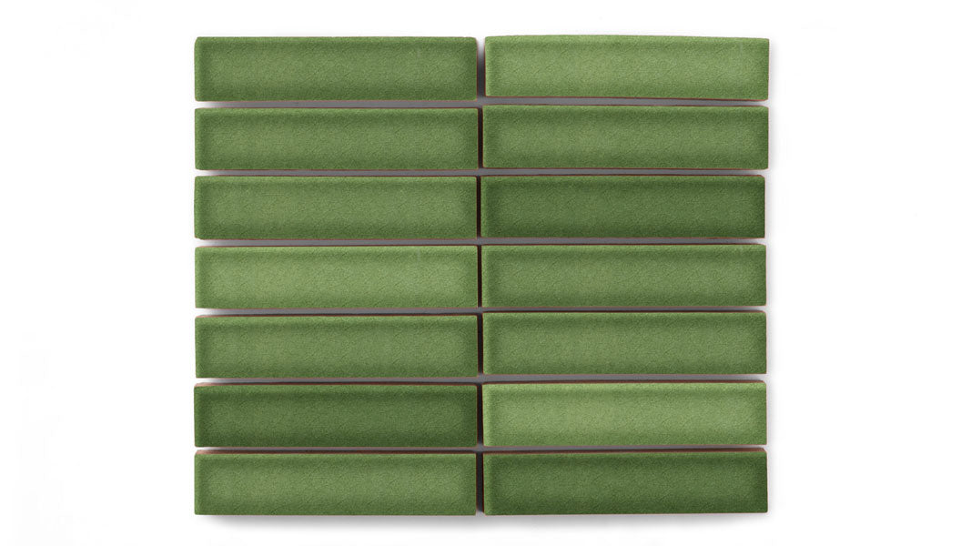 1x4 Straight Set Sheeted Original Ceramic Mosaic Tile in Kelp Gloss
