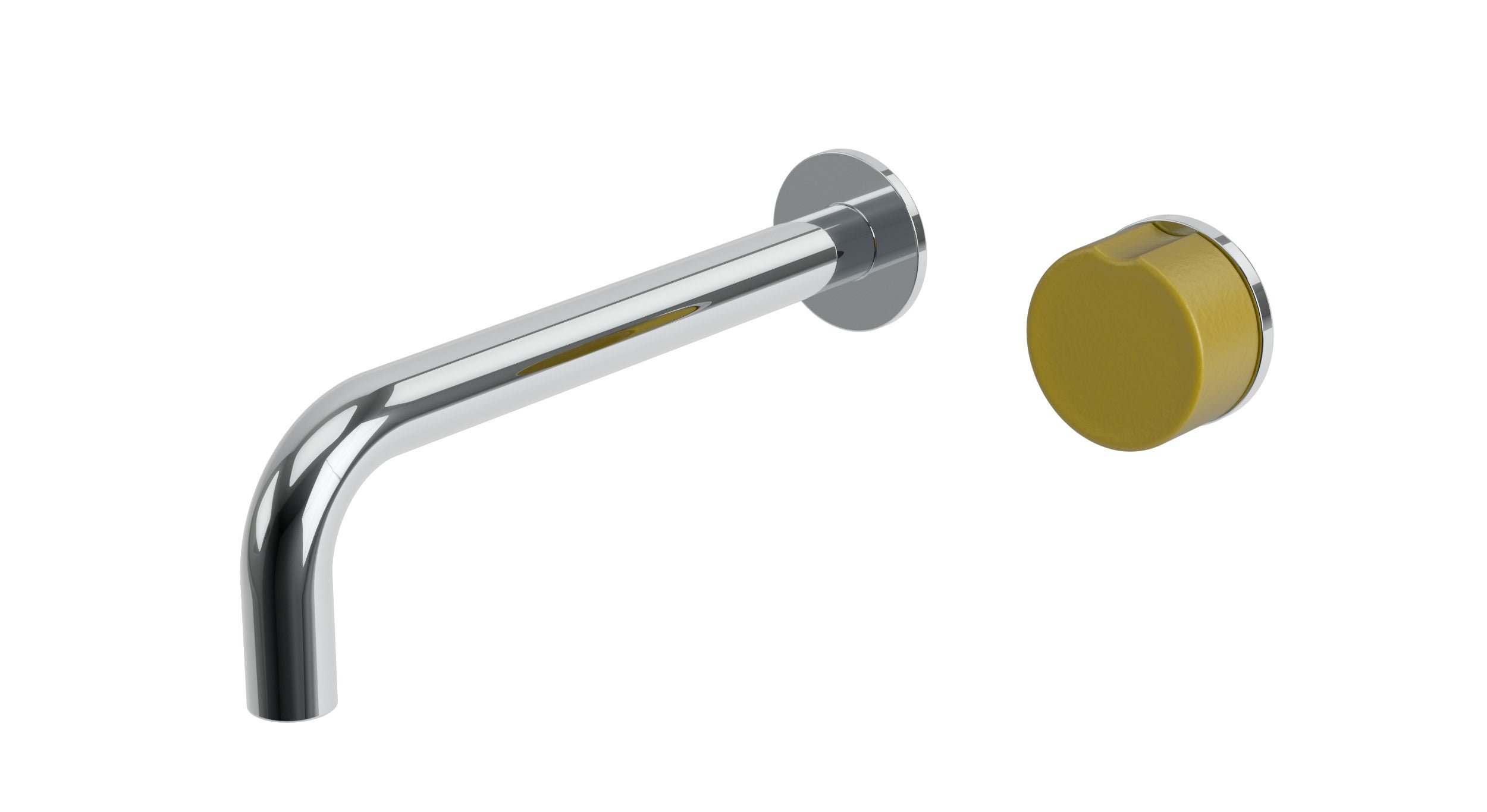 Foundry One Handle Wall Mount 7.5" Lavatory Faucet with Groove Ceramic Knob Handle in Polished Chrome