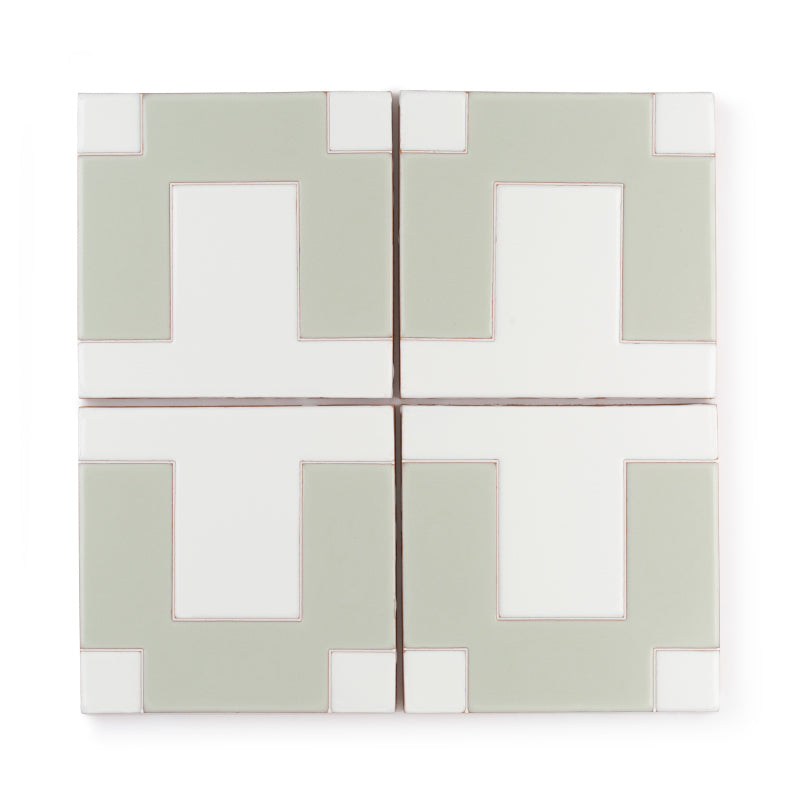 4x4 Handpainted Tile Dot Dash 5 in Plein Aire