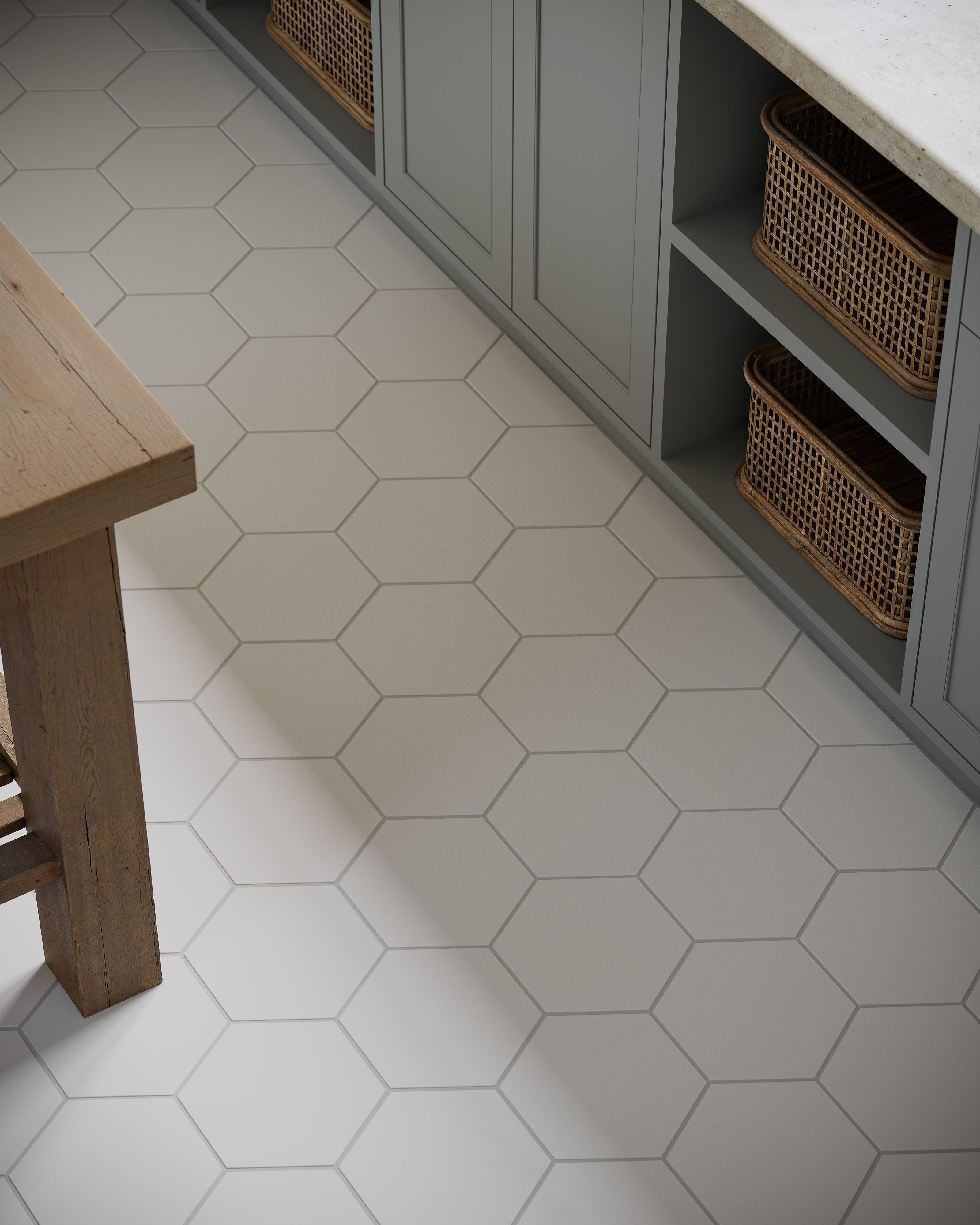 8" Hexagon Natural Press Ceramic Tile in Salt Creek Matte
