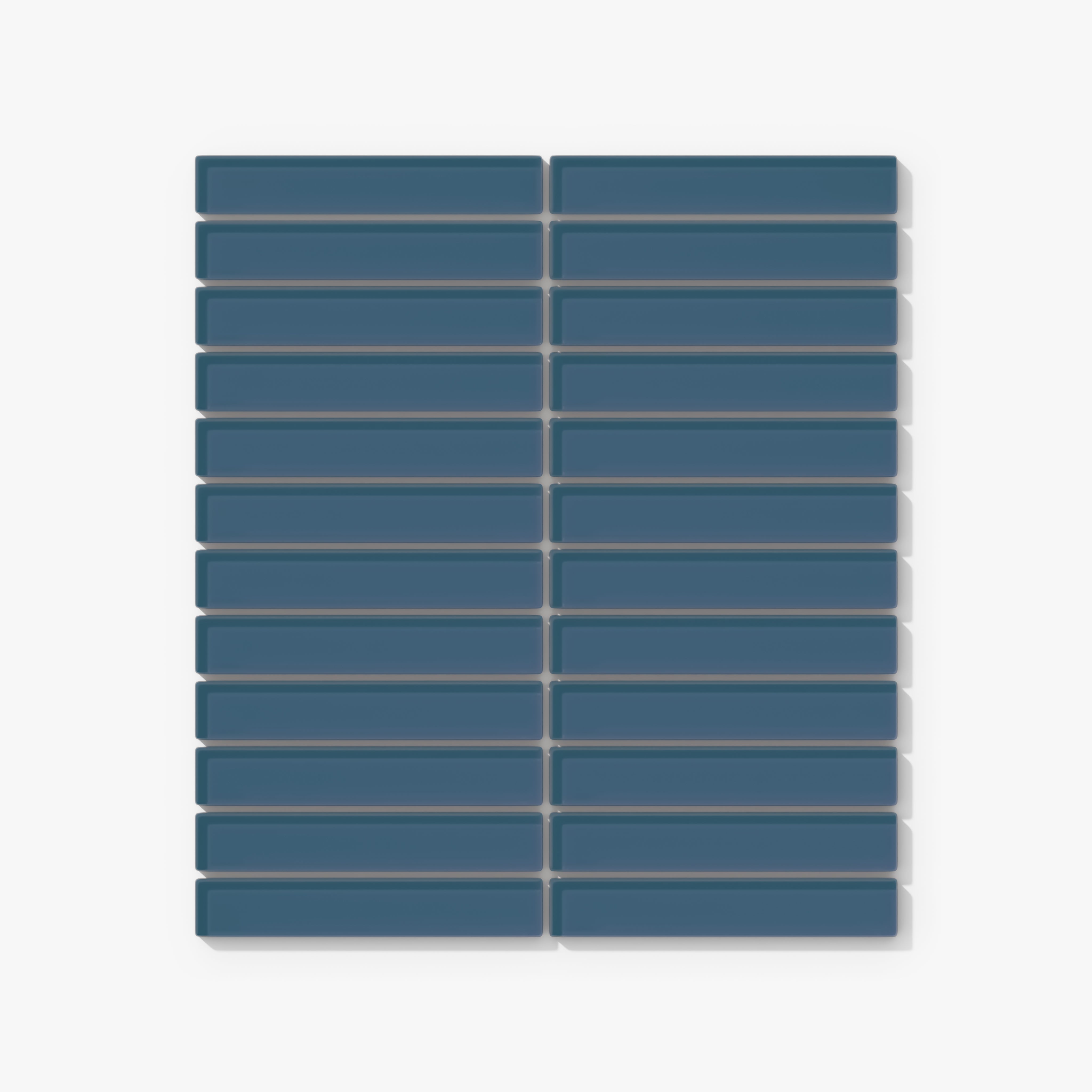 1x6 Straight Set Sheeted Glass Mosaic Tile in Blue Jay Gloss