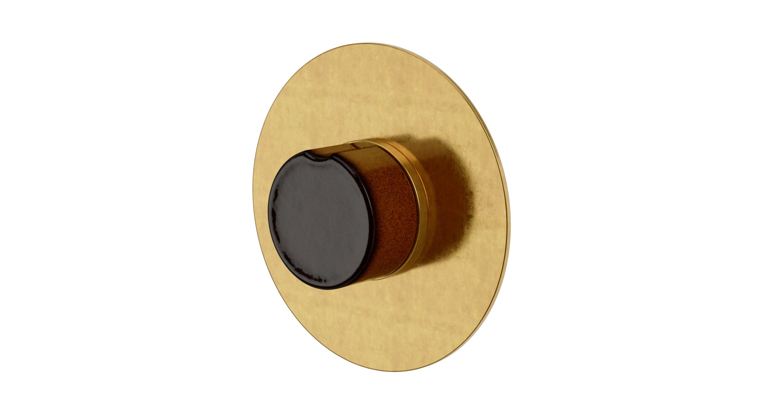 Foundry One Handle Wall Mount Shower Trim with Groove Ceramic Knob Handle in French Brass