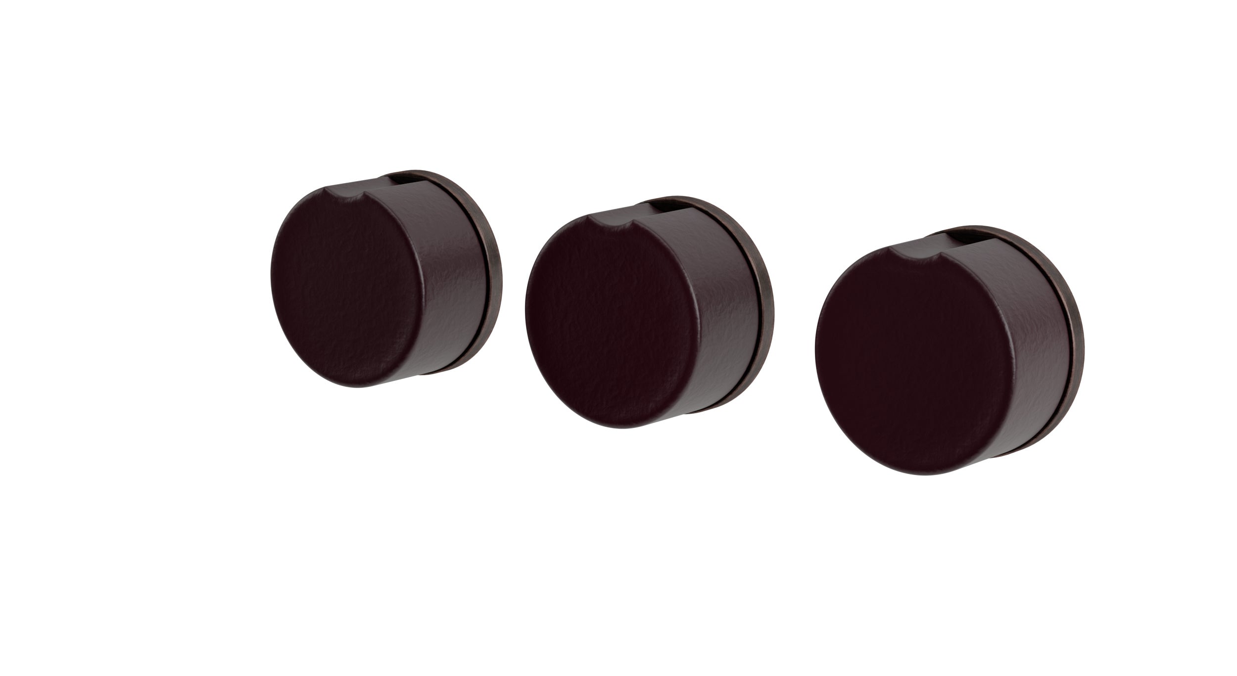 Foundry Three Handle Wall Mount Bath Trim with Diverter/Volume Control and Groove Ceramic Knob Handles in Antique Bronze