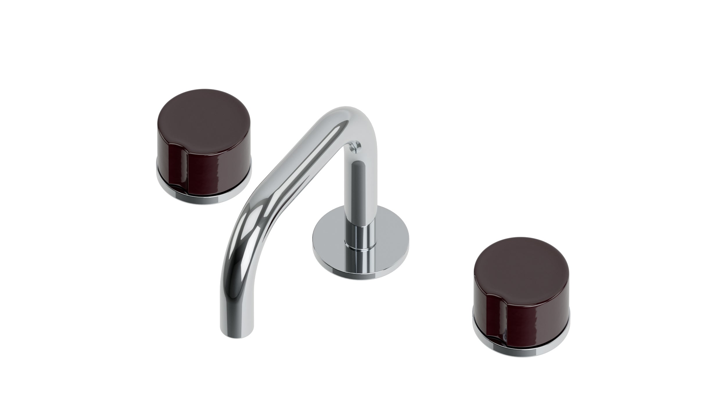 Foundry Two Handle Deck Mount Squaretop Lavatory Faucet with Groove Ceramic Knob Handles in Polished Chrome