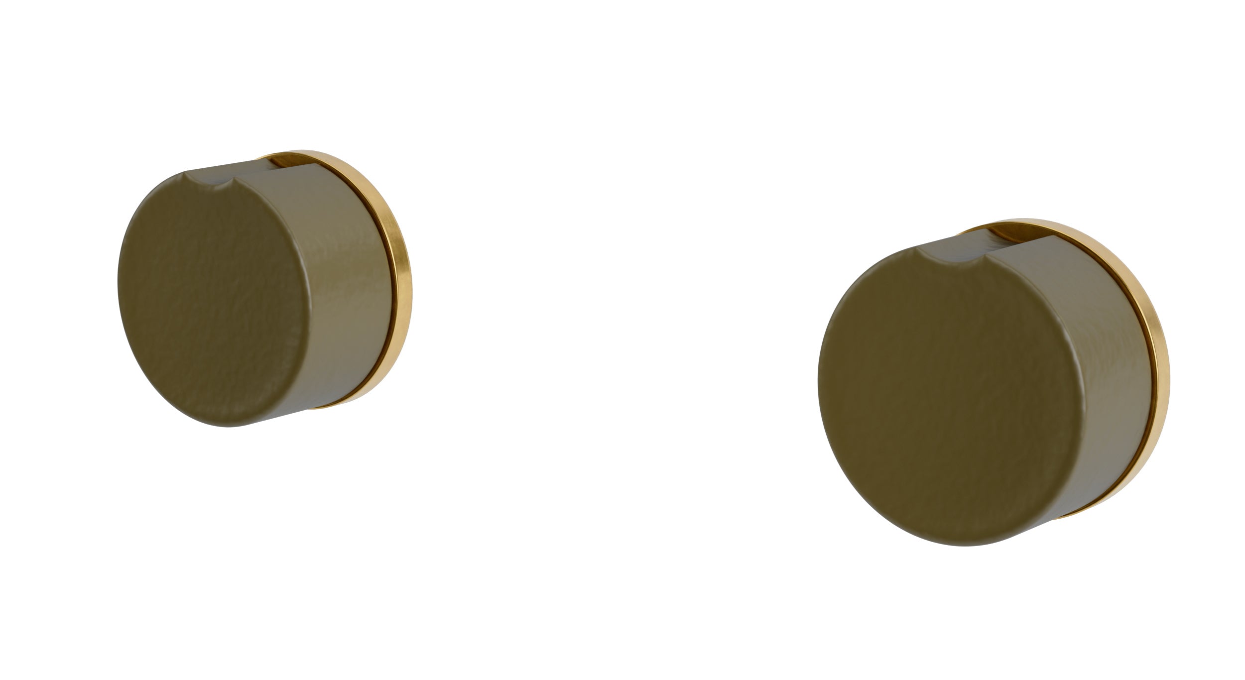 Foundry Two Handle Wall Mount Bath Trim with Groove Ceramic Knob Handles in French Brass