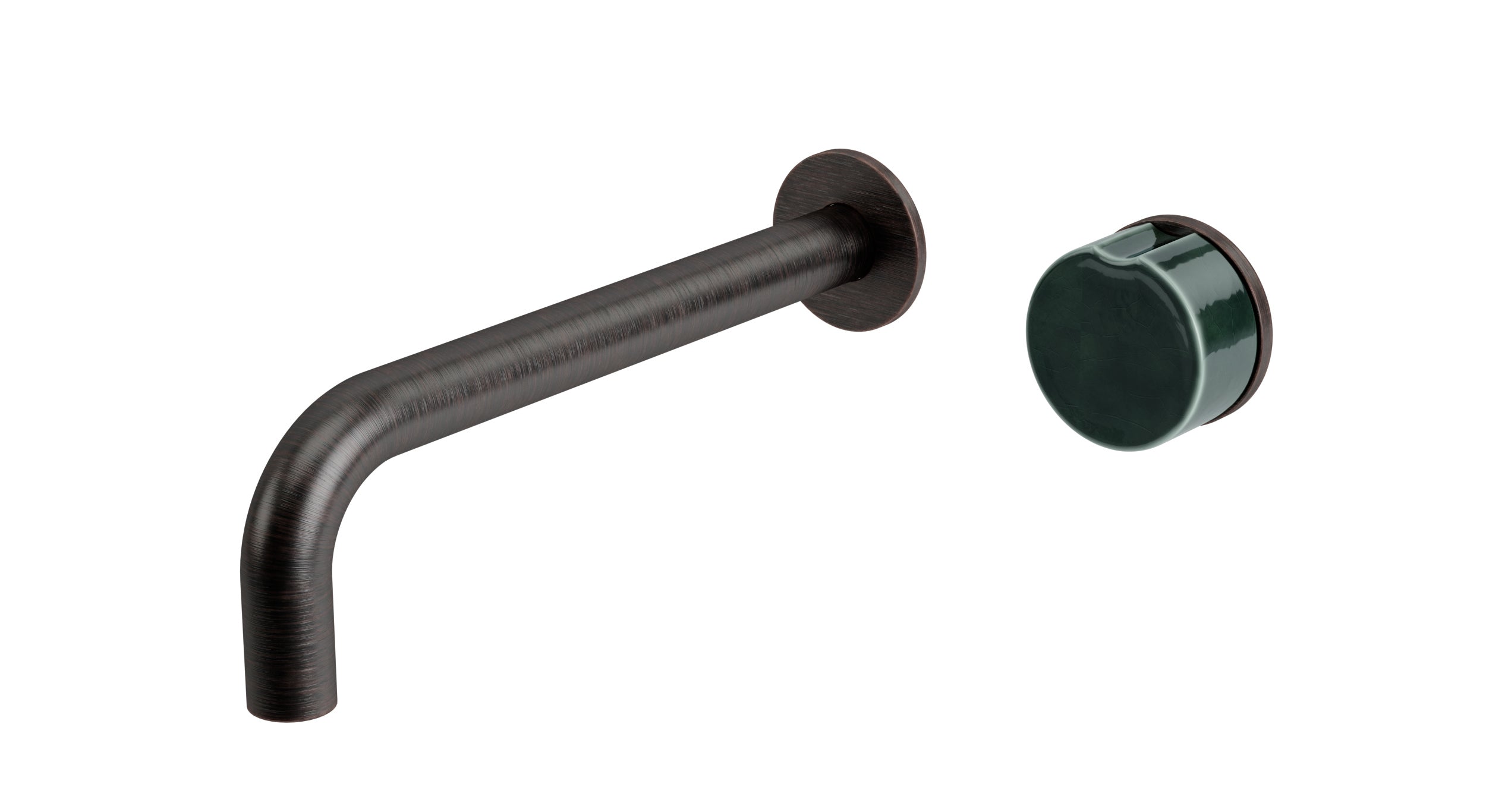 Foundry One Handle Wall Mount 7.5" Lavatory Faucet with Groove Ceramic Knob Handle in Antique Bronze