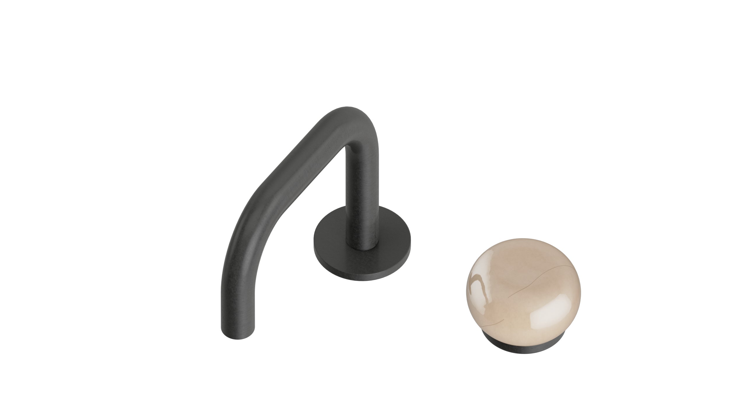 Foundry One Handle Deck Mount Squaretop Lavatory Faucet with Pebble Ceramic Knob Handle in Blackened Nickel