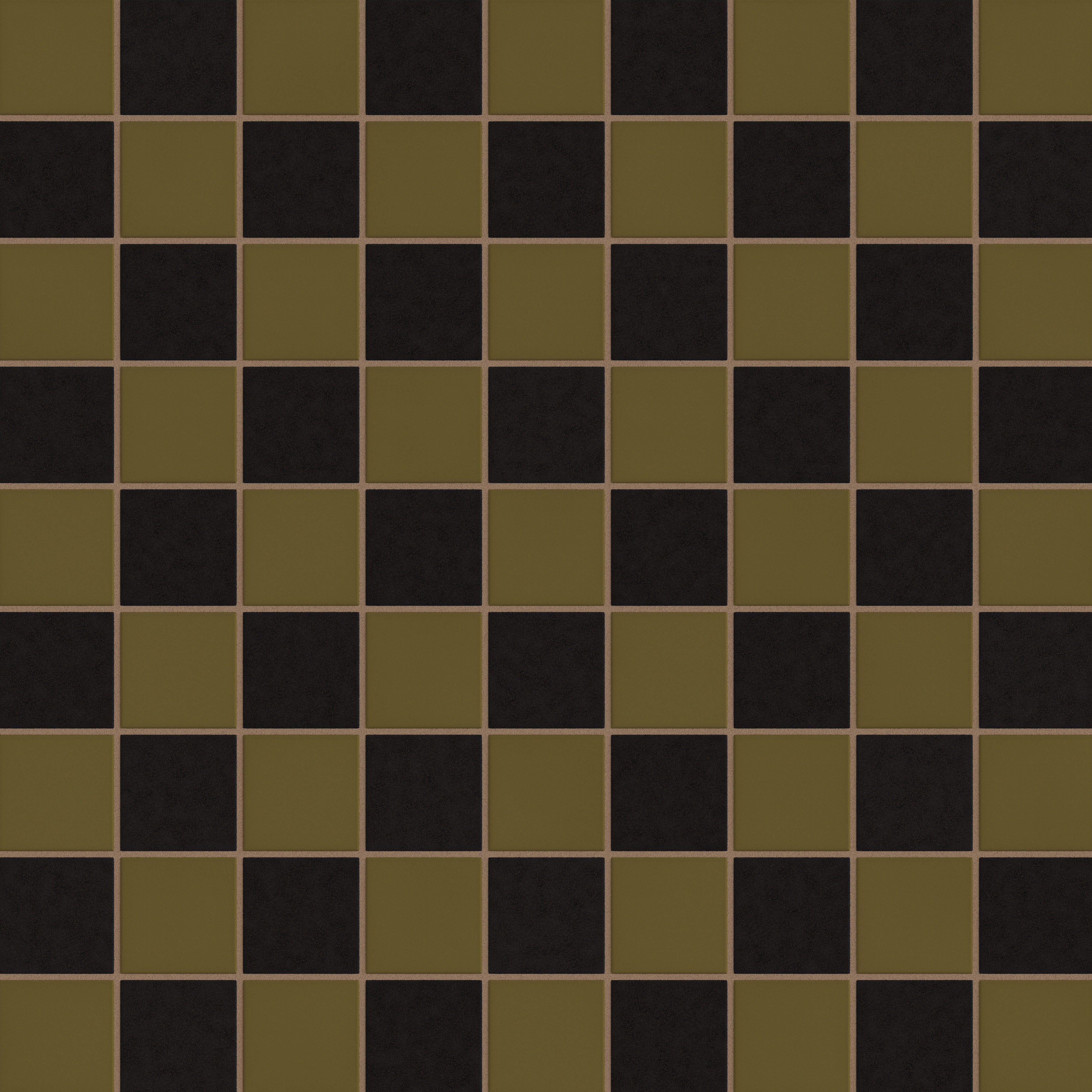 3x3 Checkerboard Sheeted Original Ceramic Tile in Chaparral Matte & Raven Matte
