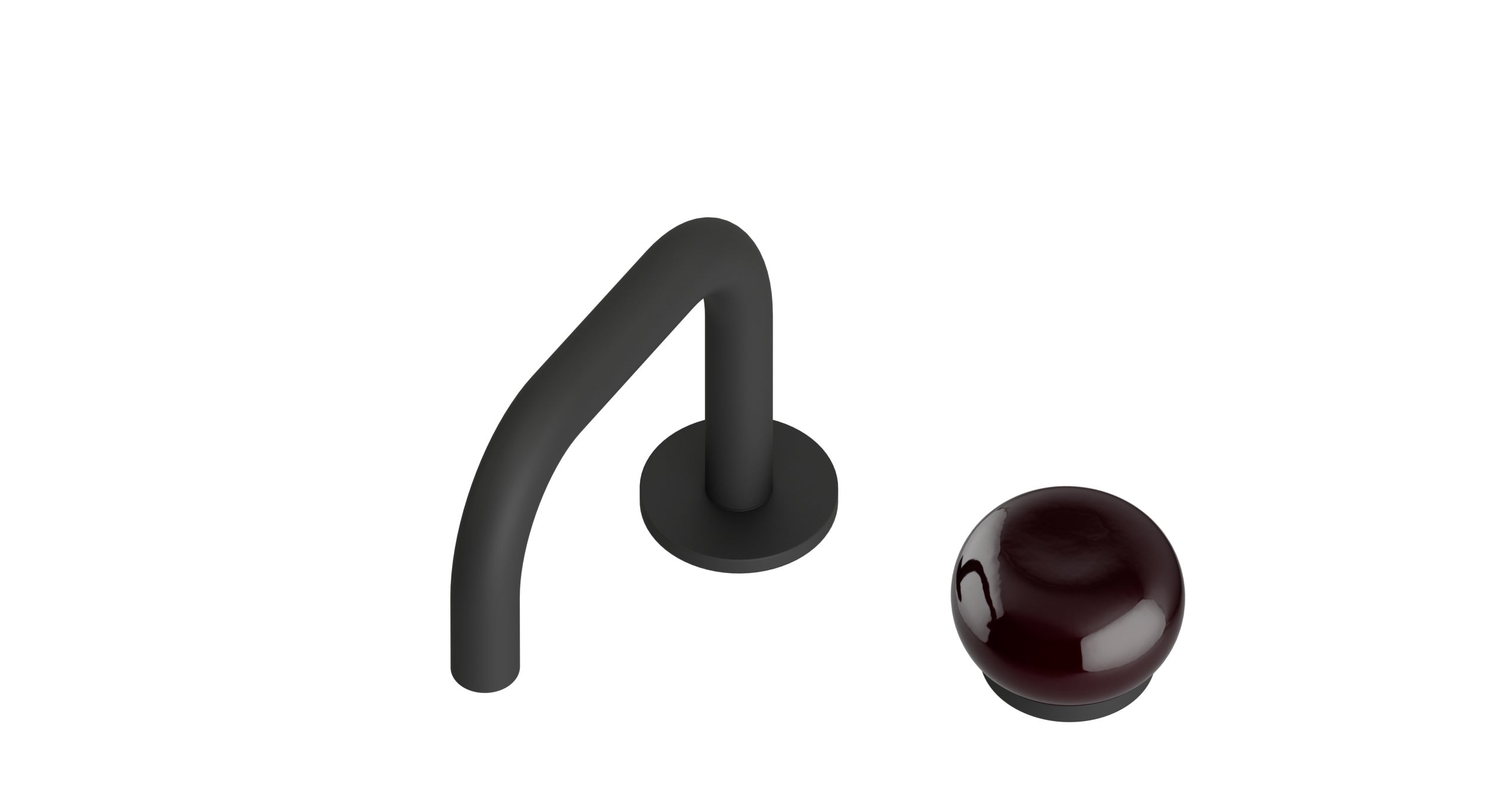 Foundry One Handle Deck Mount Squaretop Lavatory Faucet with Pebble Ceramic Knob Handle in Matte Black