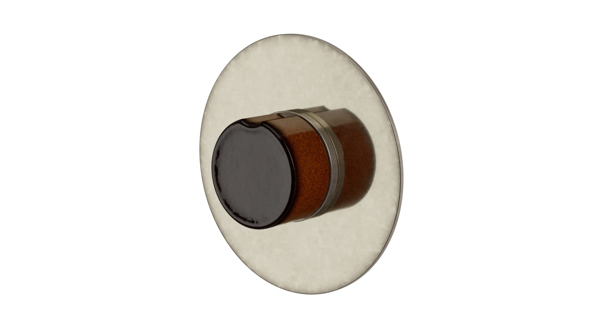 Foundry One Handle Wall Mount Shower Trim with Groove Ceramic Knob Handle in French Nickel