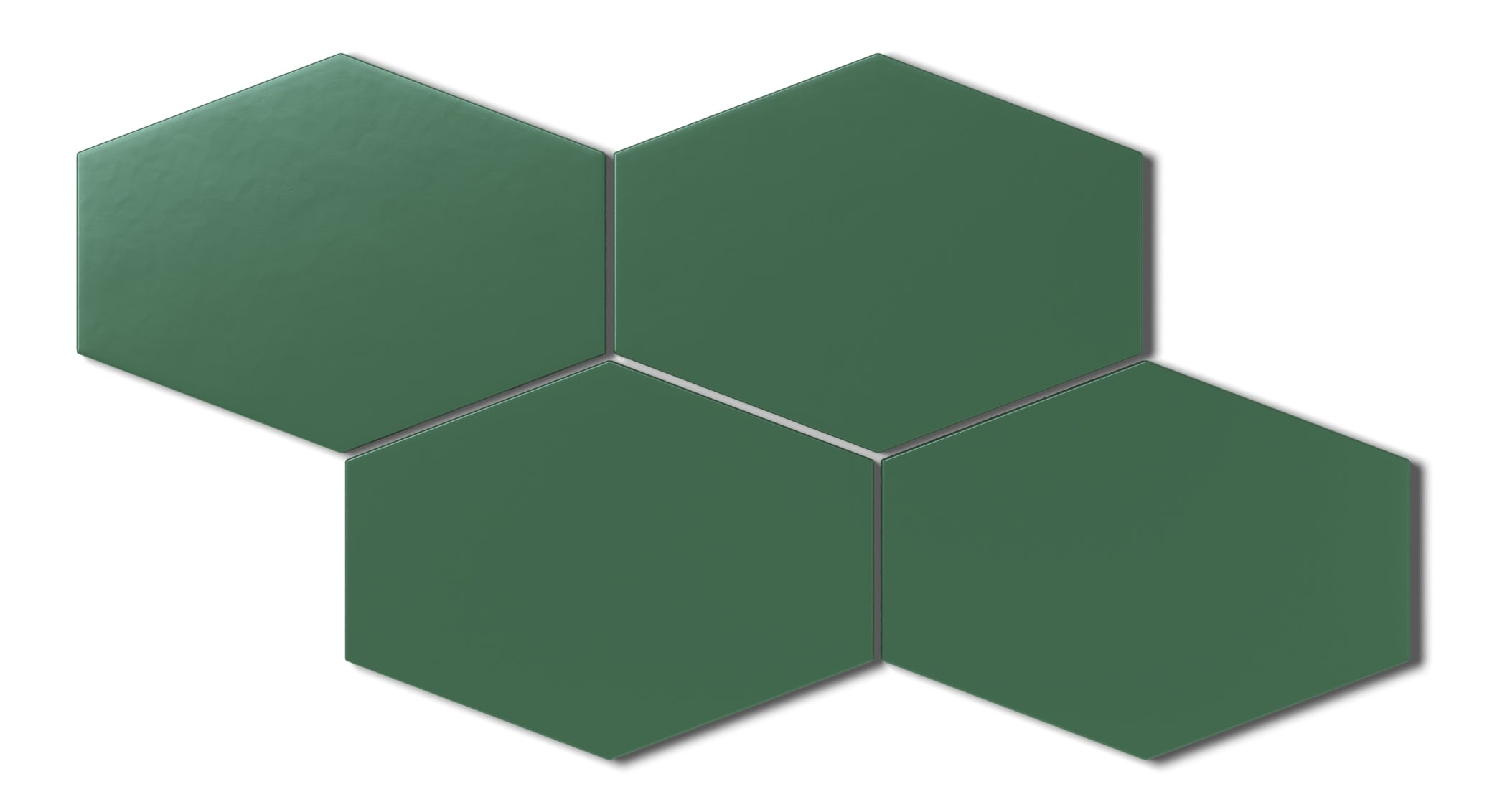 Elongated Hexagon Natural Press Ceramic Tile in Viridian Matte