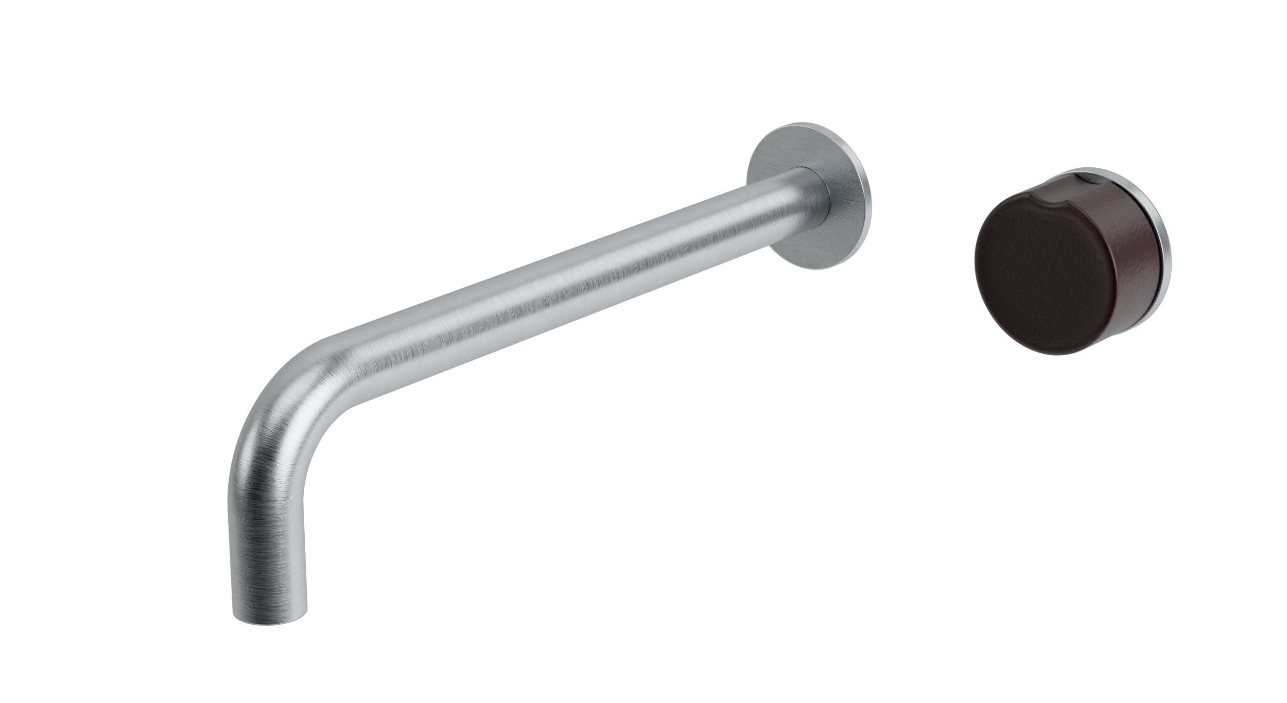 Foundry One Handle Wall Mount 10" Lavatory Faucet with Groove Ceramic Knob Handle in Satin Chrome